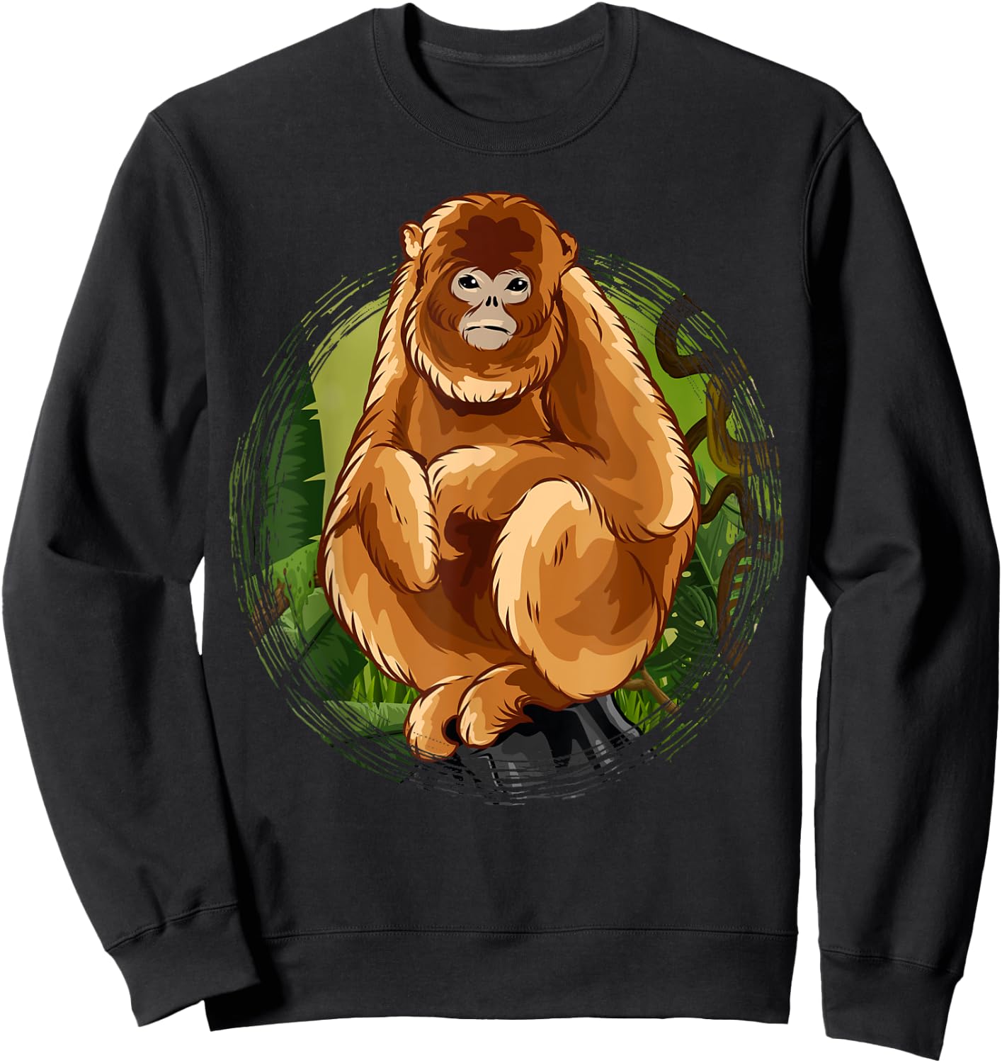Golden Snub-Nosed Monkey Cute Monkey Sweatshirt - Sweatshirt | Black