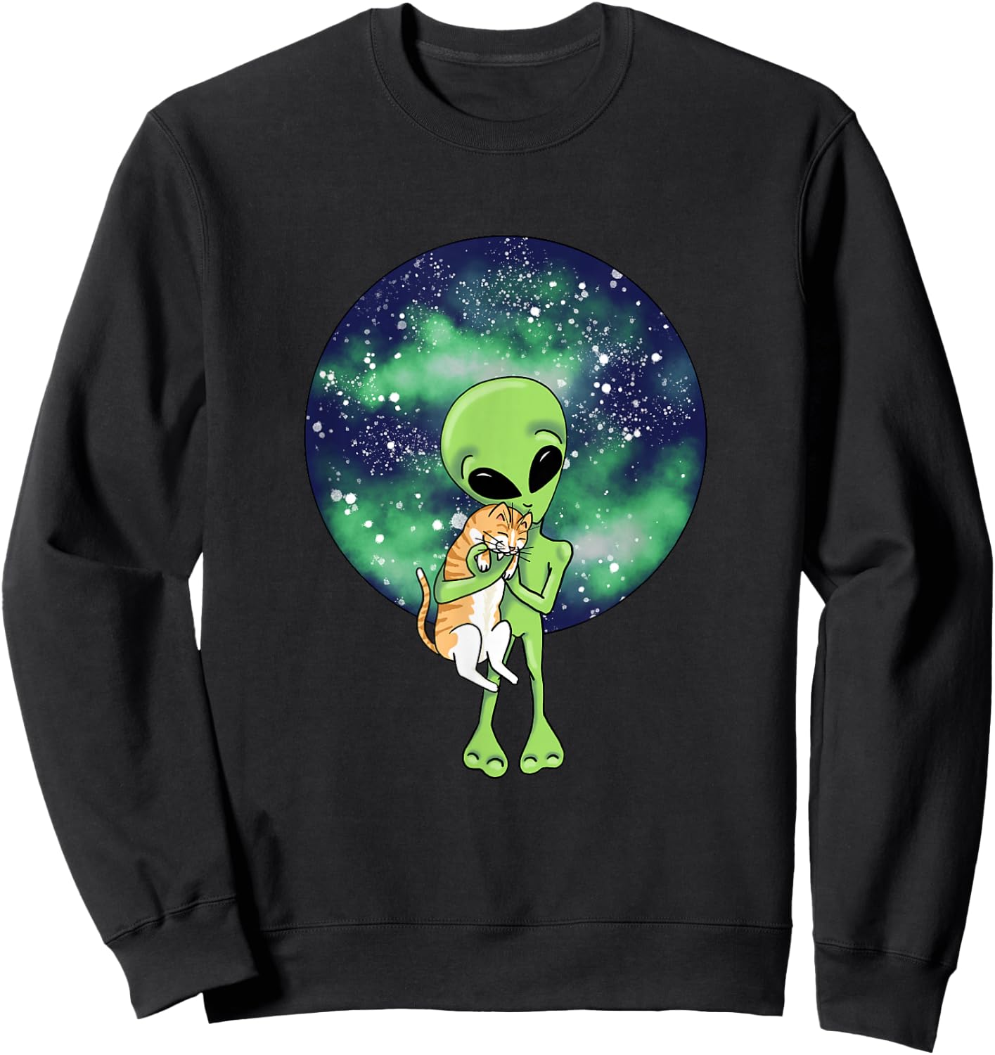 Alien and the Cat by Silvana Arias Sweatshirt - Sweatshirt | Black