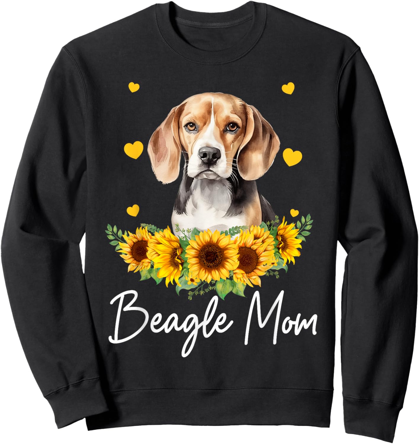 Sunflower Beagle Mom Dog Lover Sweatshirt - Sweatshirt | Black