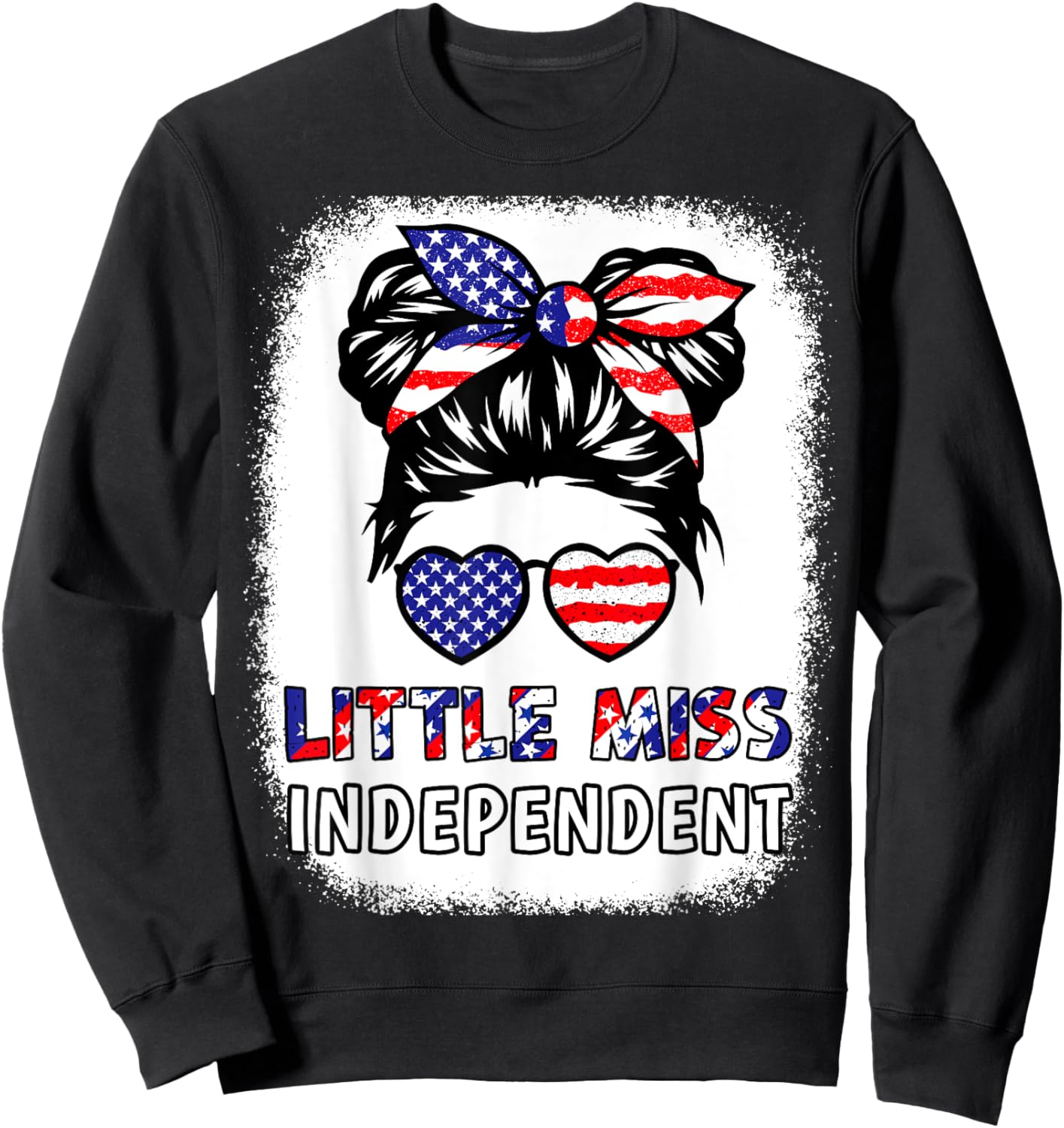 Girl 4th July Little Miss Independent Teen Youth Patriotic Sweatshirt - Sweatshirt | Black