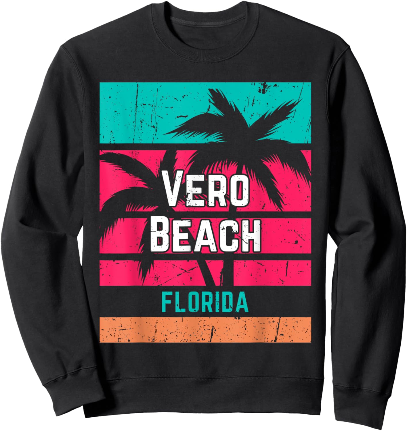 Vero Beach Florida Vacation Souvenir Surfing Vintage Women Sweatshirt - Sweatshirt | Black