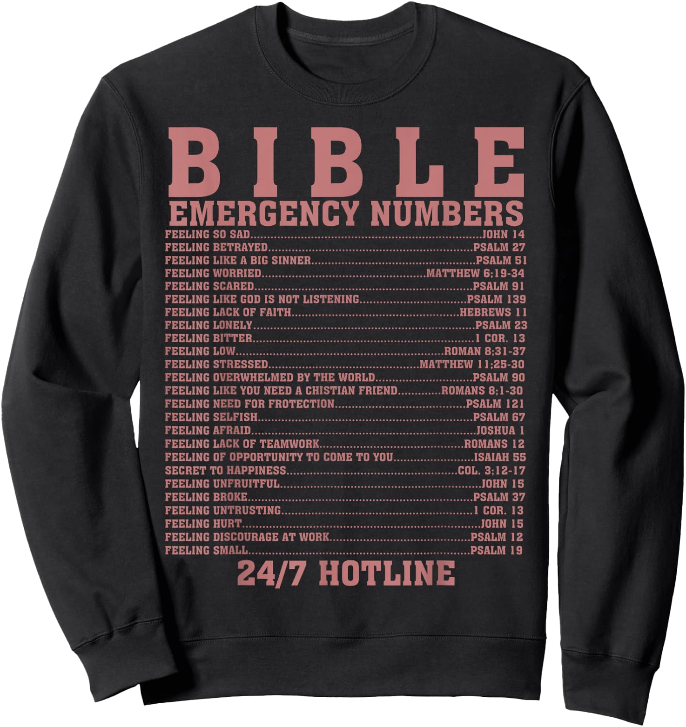 Funny Bible Emergency Numbers Gift Men Women Cool Christian Sweatshirt - Sweatshirt | Black