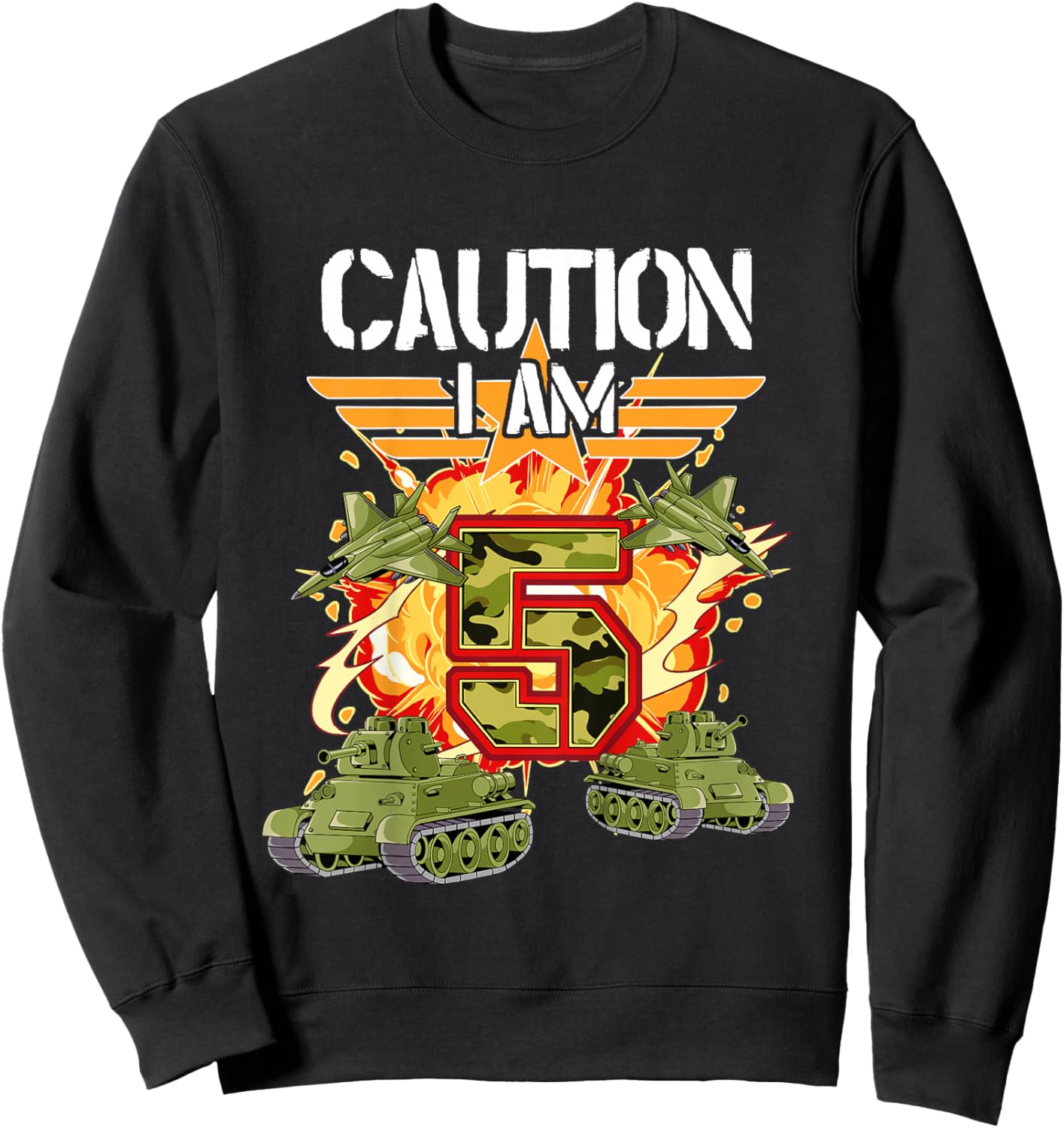 Kids 5th Birthday Army Sweatshirt - Sweatshirt | Black