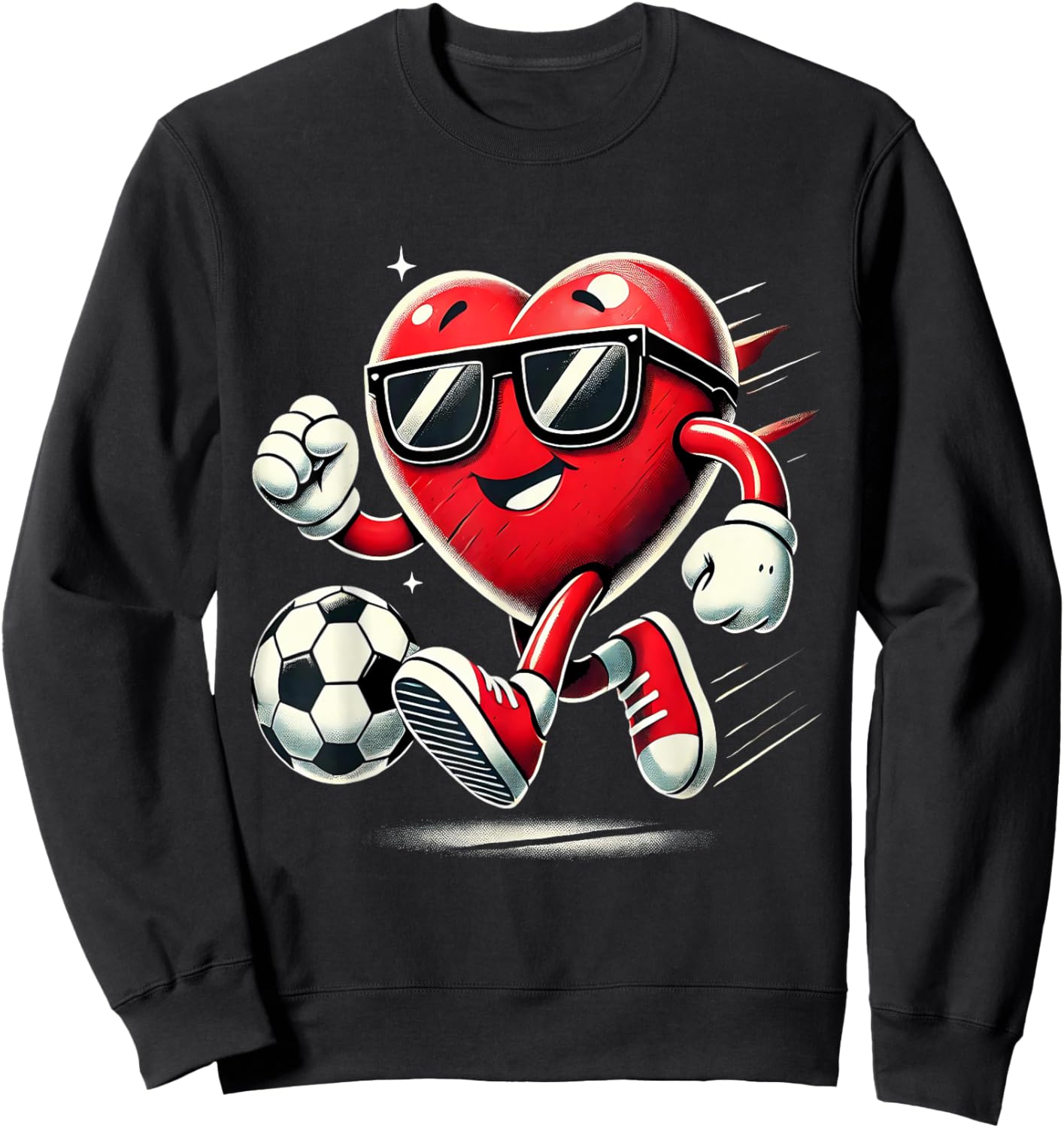 Funny Heart Playing Soccer Valentines Day Boys Kids Sweatshirt - Sweatshirt | Black
