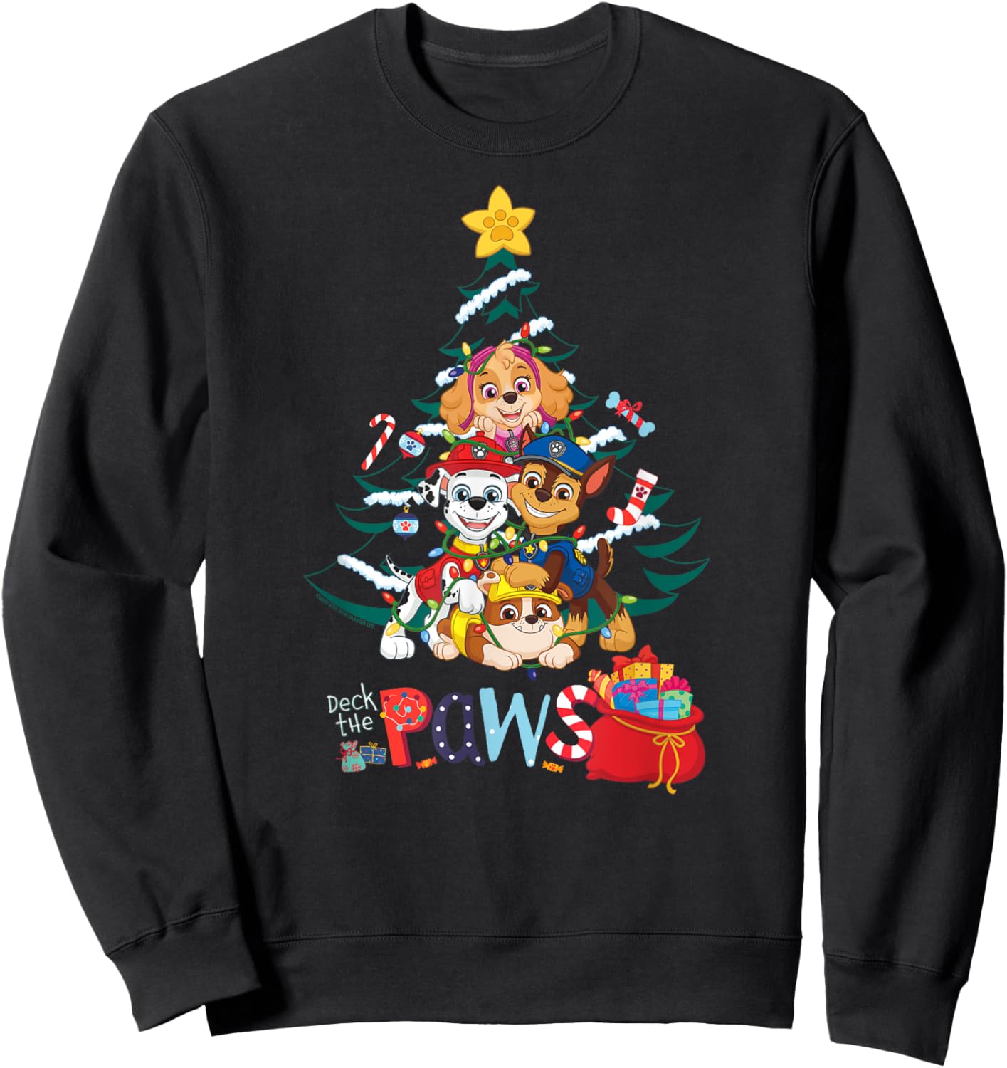 Paw Patrol Deck the Paws on Christmas Sweatshirt - Sweatshirt | Black