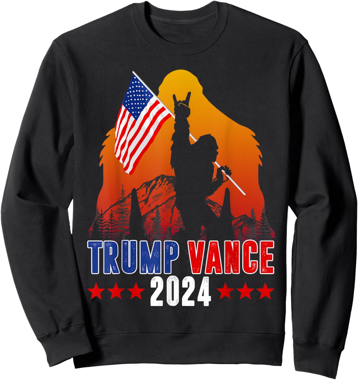 Trump Vance 2024 For President VP USA Election Bigfoot Sweatshirt - Sweatshirt | Black