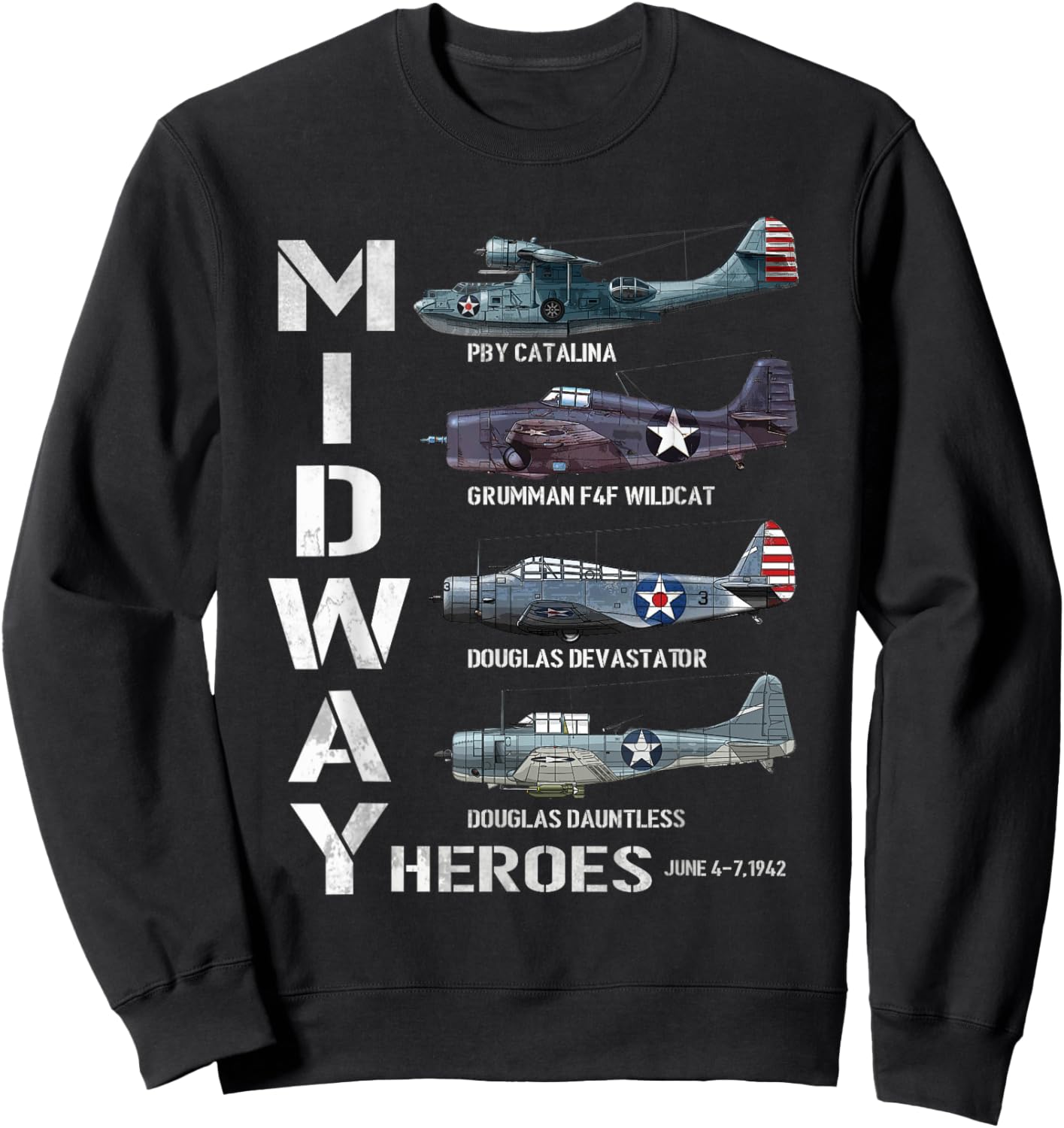 The Battle of Midway Plane Spotting American WW2 Aircraft Sweatshirt - Sweatshirt | Black