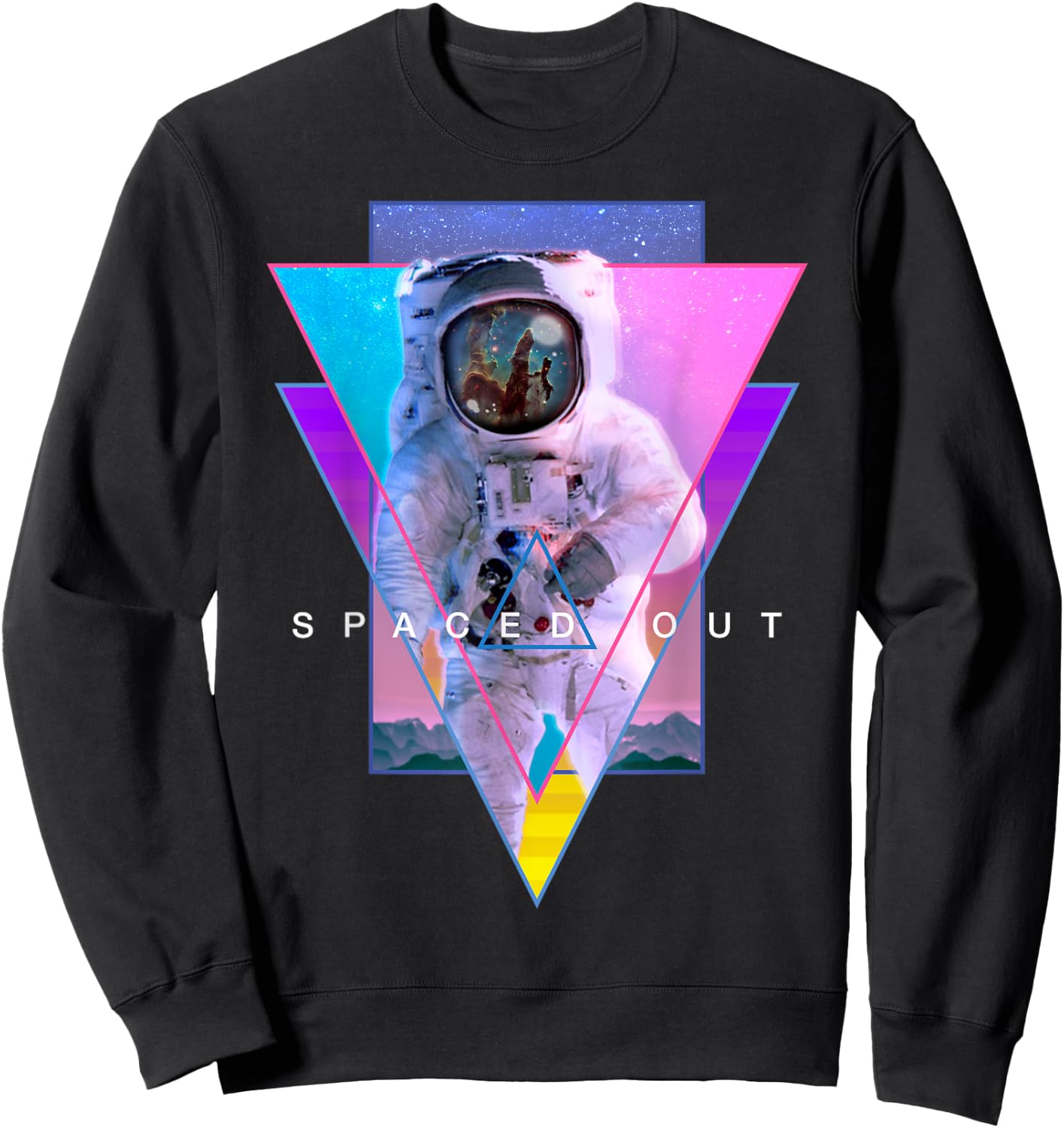 Astronaut Spaced Out Aesthetic Vaporwave Outer Space Art Sweatshirt - Sweatshirt | Black