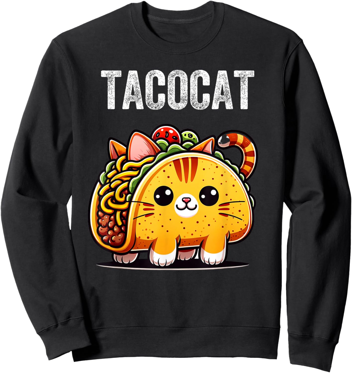 Tacocat Spelled Backwards is Taco Cat, Love Cat And Taco Sweatshirt - Sweatshirt | Black