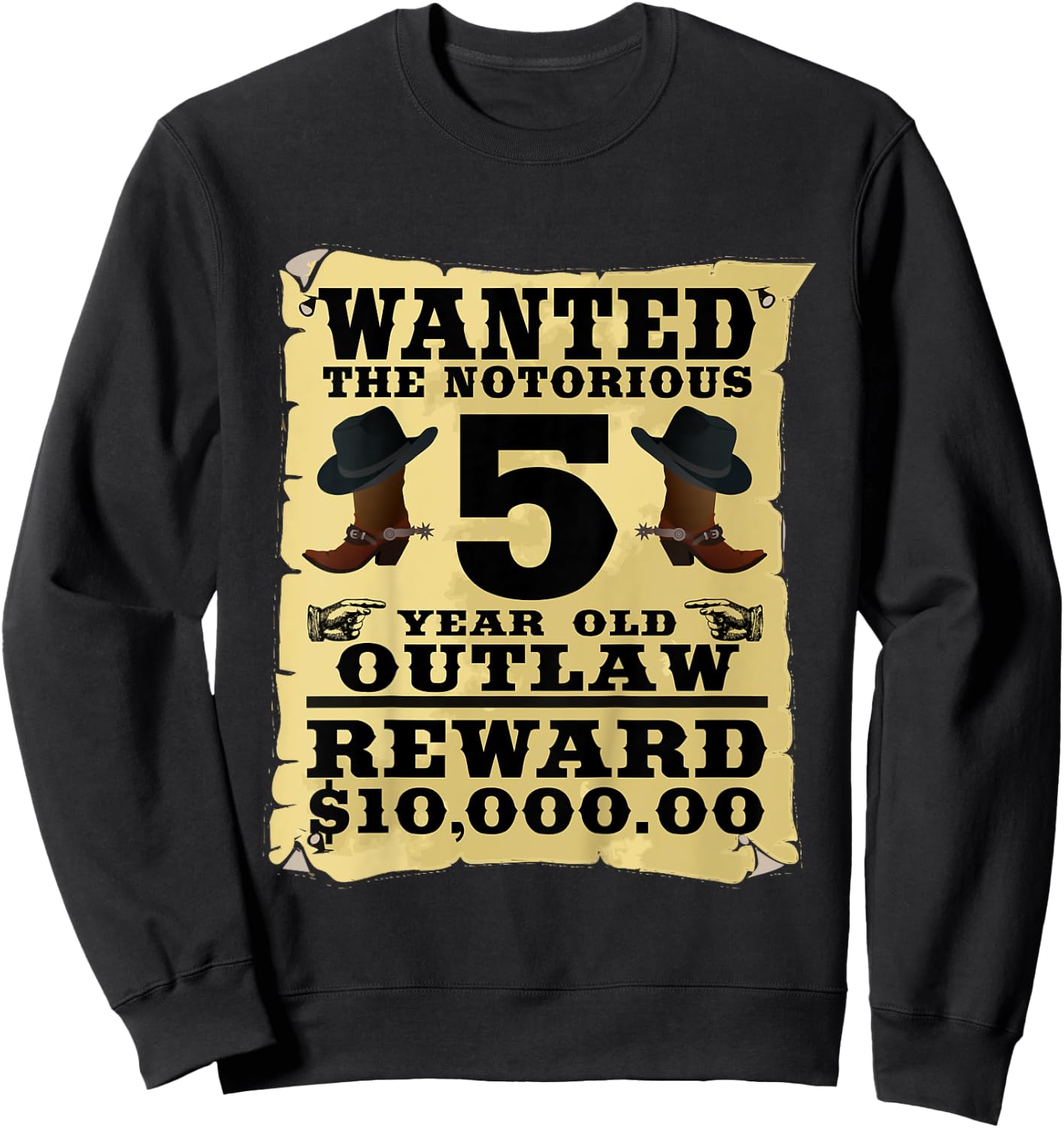Kids 5 Year Old Cowboy Birthday Party Wild West Western 5th Gift Sweatshirt - Sweatshirt | Black