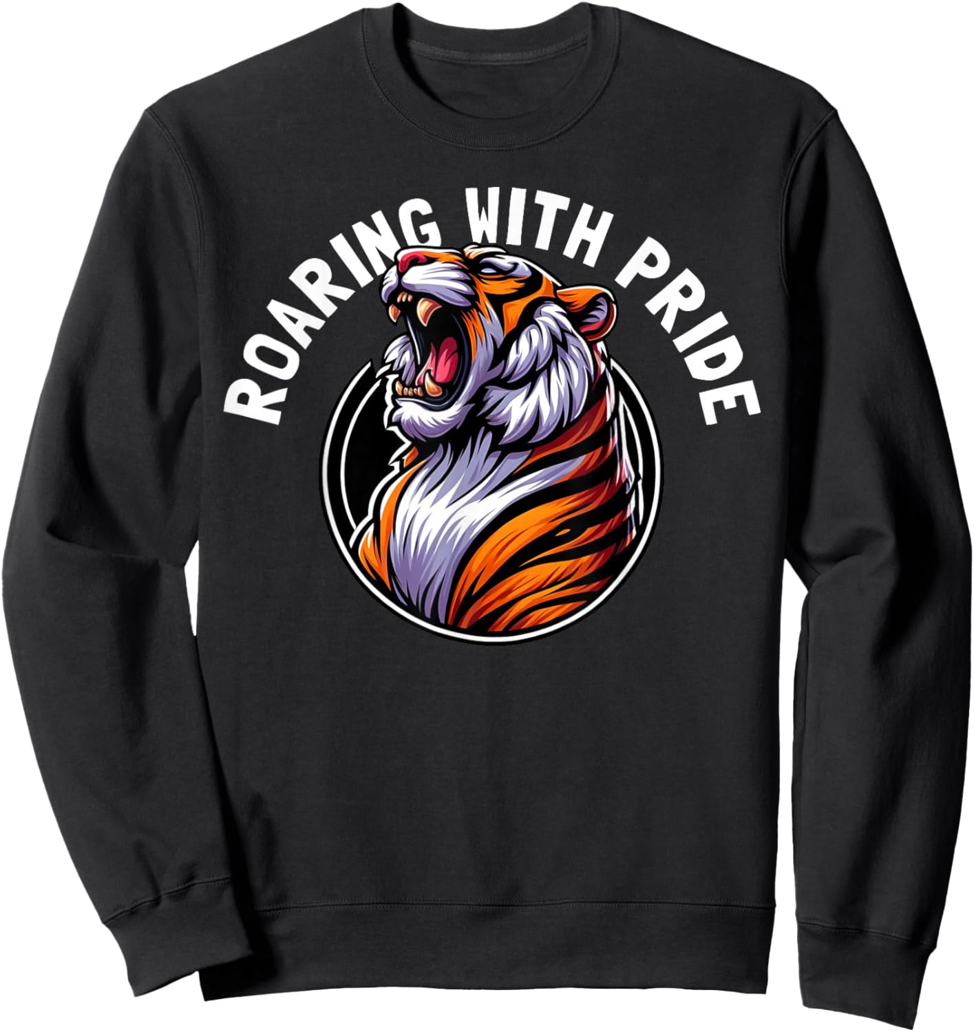 Roaring Tiger Animal Lover Wildlife Nature Graphic Sweatshirt - Sweatshirt | Black