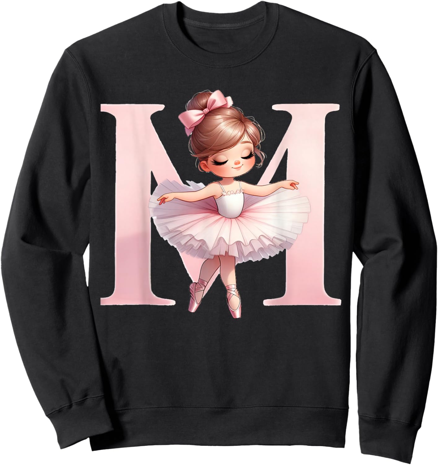 Ballerina Girl Dancing Name First Letter M Girly Tutu Ballet Sweatshirt - Sweatshirt | Black
