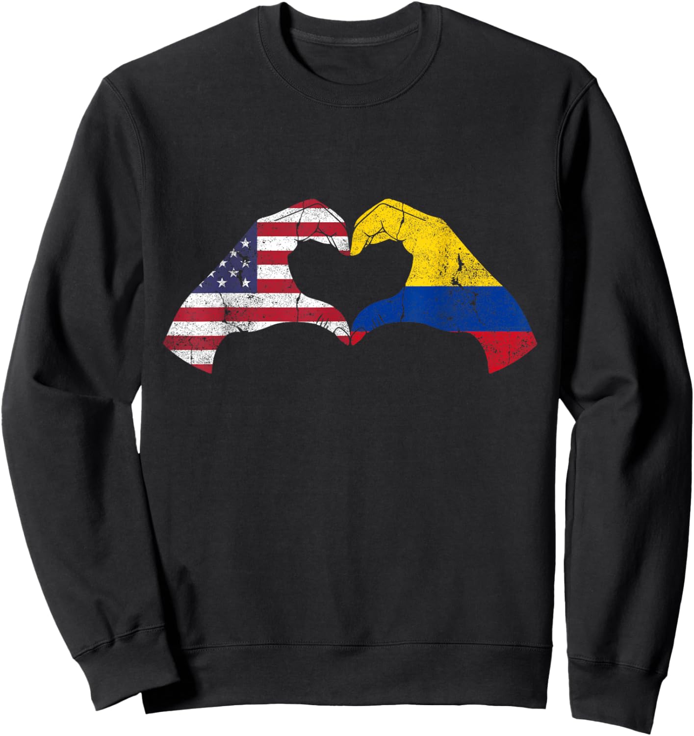 USA Colombia Hand Flag Heart Colombian Americans Love Sweatshirt - Sweatshirt | Black