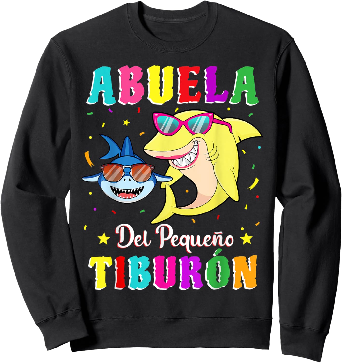 Abuela del Pequeño Tiburón nieto cumpleaños tiburón Sweatshirt - Sweatshirt | Black