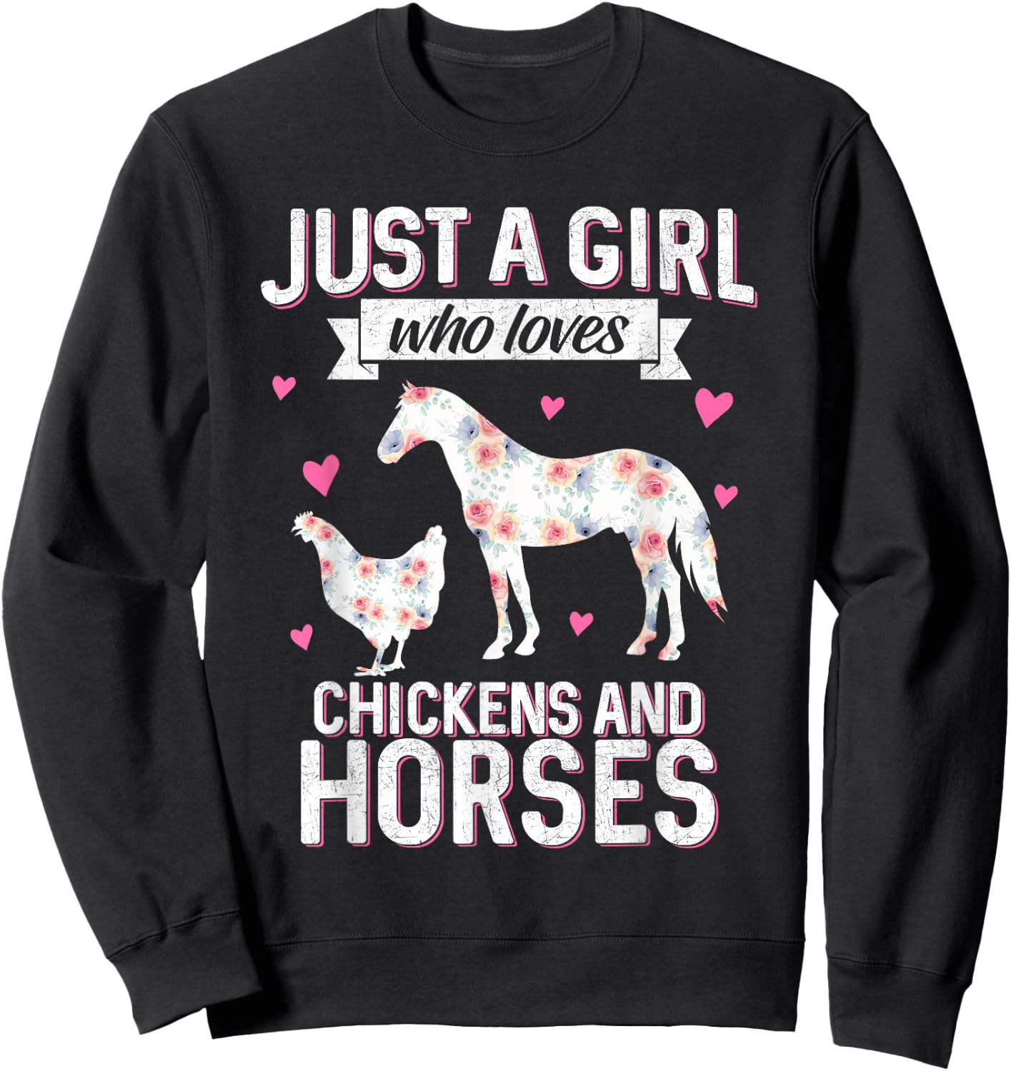 Just A Girl Who Loves Chickens Horse Lover Women Farmer Sweatshirt - Sweatshirt | Black