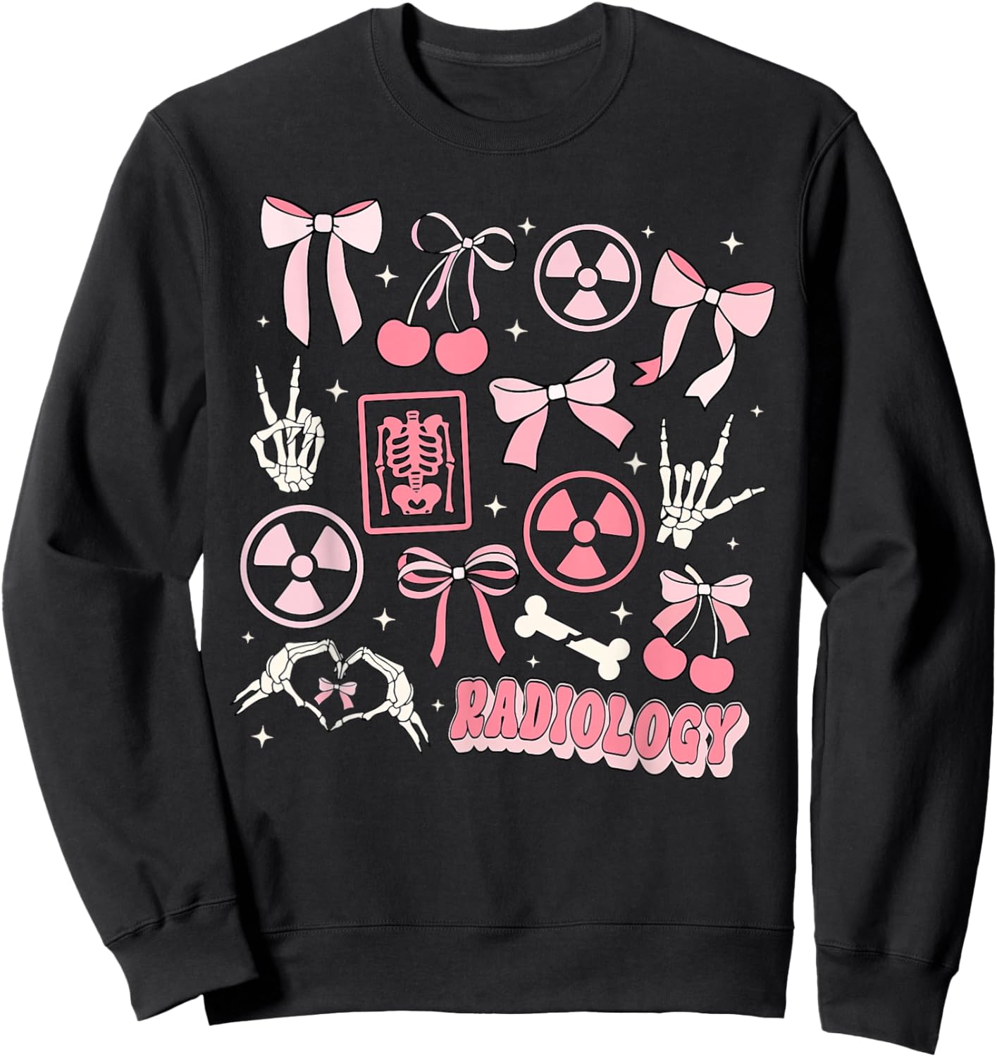 Retro Radiology Coquette Bow X-ray Radiologic Technologist Sweatshirt - Sweatshirt | Black