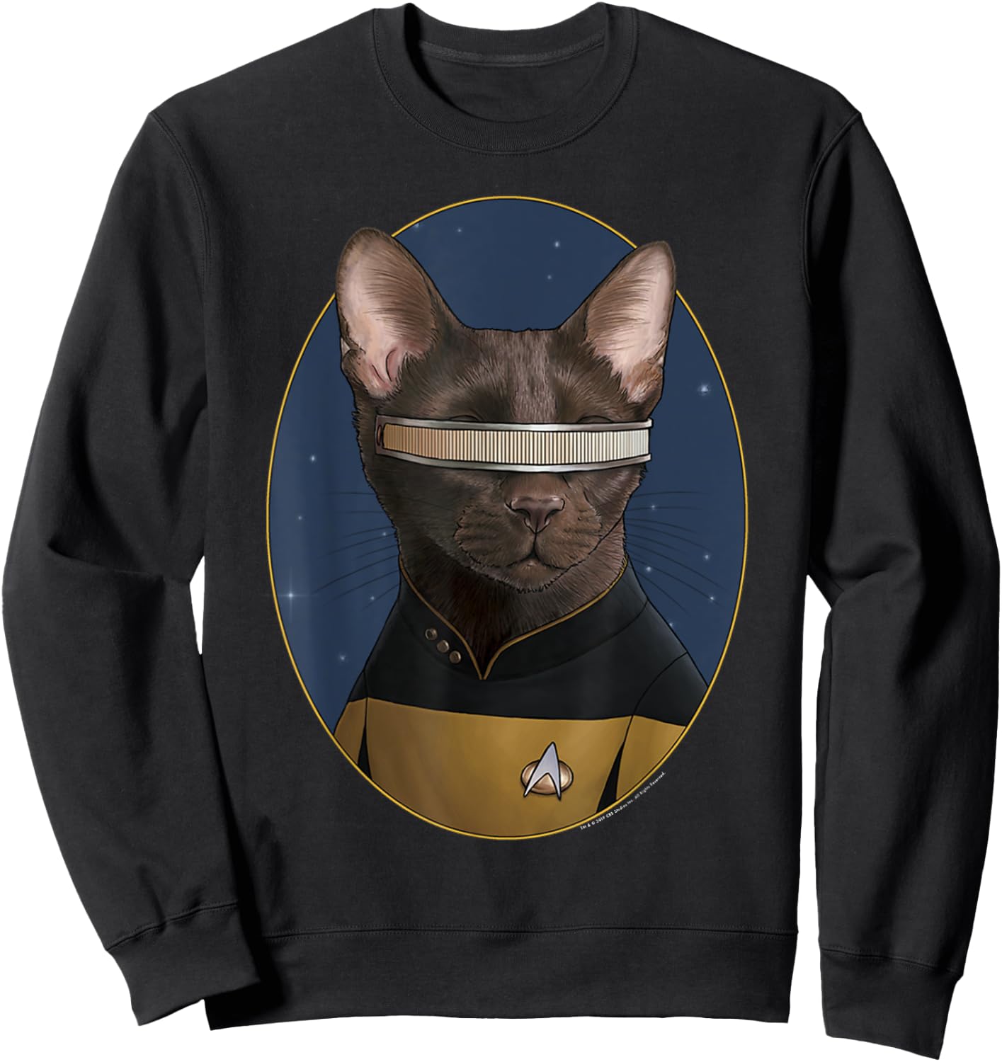 Star Trek: The Next Generation Geordi La Forge Cat Portrait Sweatshirt - Sweatshirt | Black