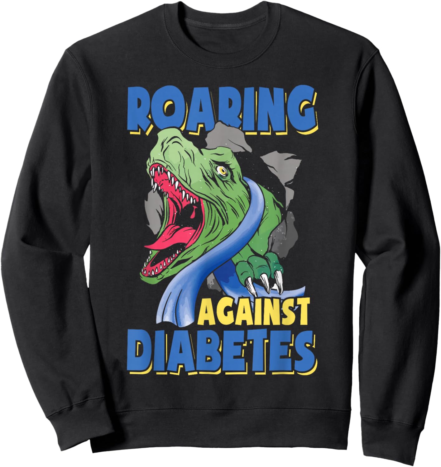 Diabetic Toddler Kids Diabetes Awareness Month T Rex Sweatshirt - Sweatshirt | Black