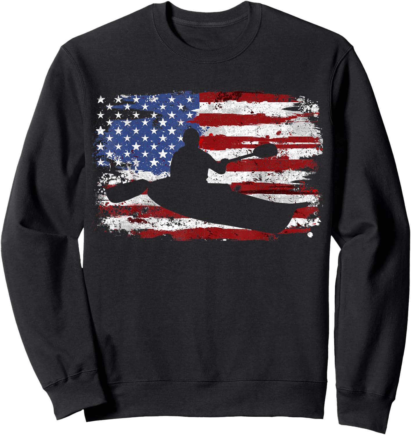 Kayak Vintage American Flag Girls Kids Men Sweatshirt - Sweatshirt | Black