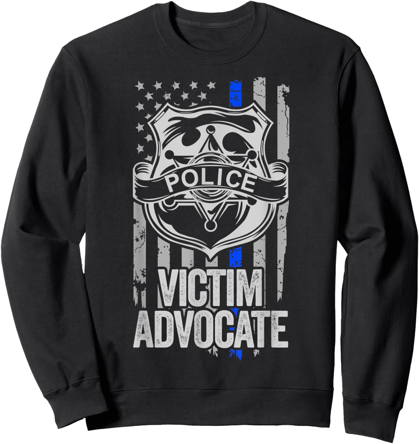American Flag Blue Thin Line Apparel Victim Advocate Police Men Sweatshirt - Sweatshirt | Black