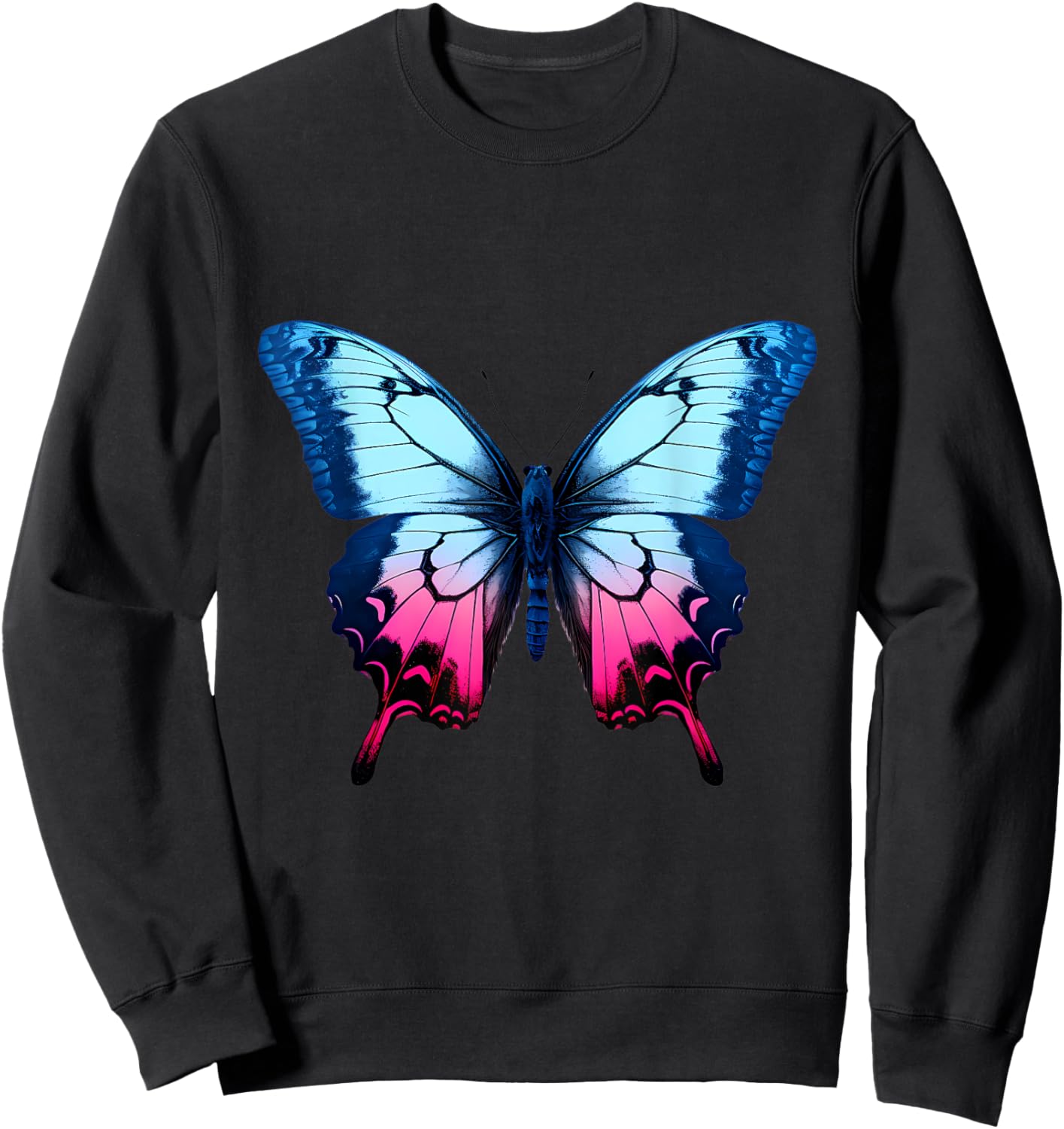 Butterfly Colorful Animal Art Motif Wildlife Forest Artwork Sweatshirt - Sweatshirt | Black