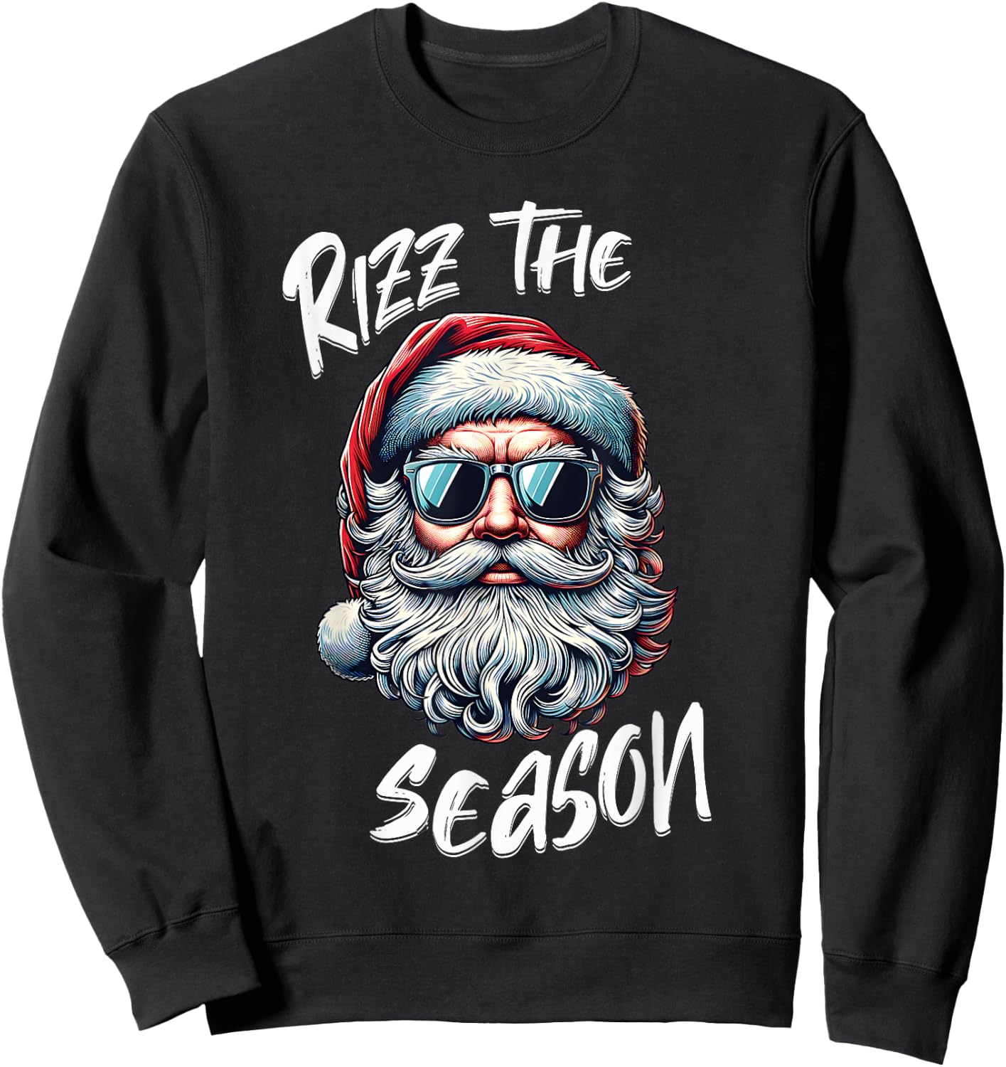 Rizz The Season Teens Kids School Christmas Santa Claus Sweatshirt - Sweatshirt | Black