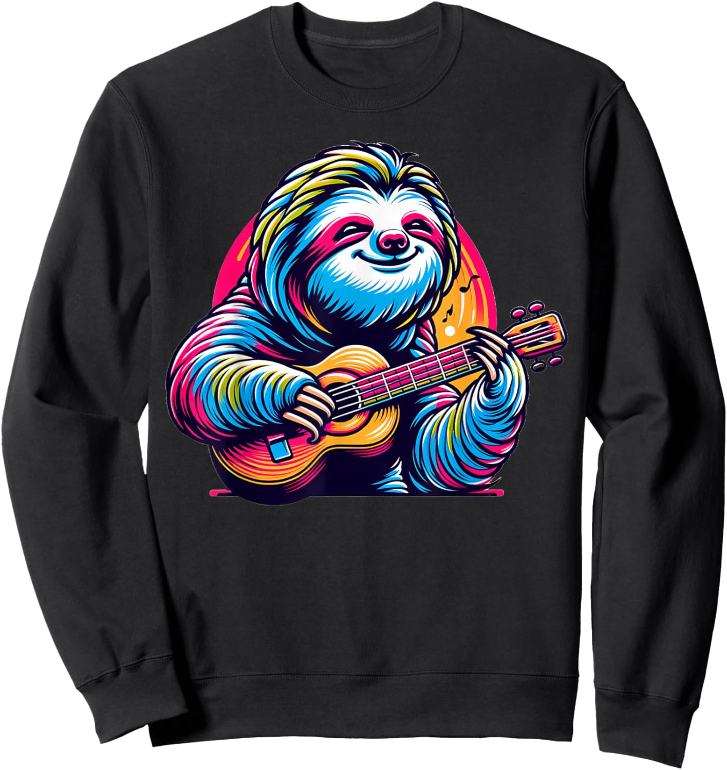 Cute Sloth Playing Guitar Sloths Musician Music Sweatshirt - Sweatshirt | Black