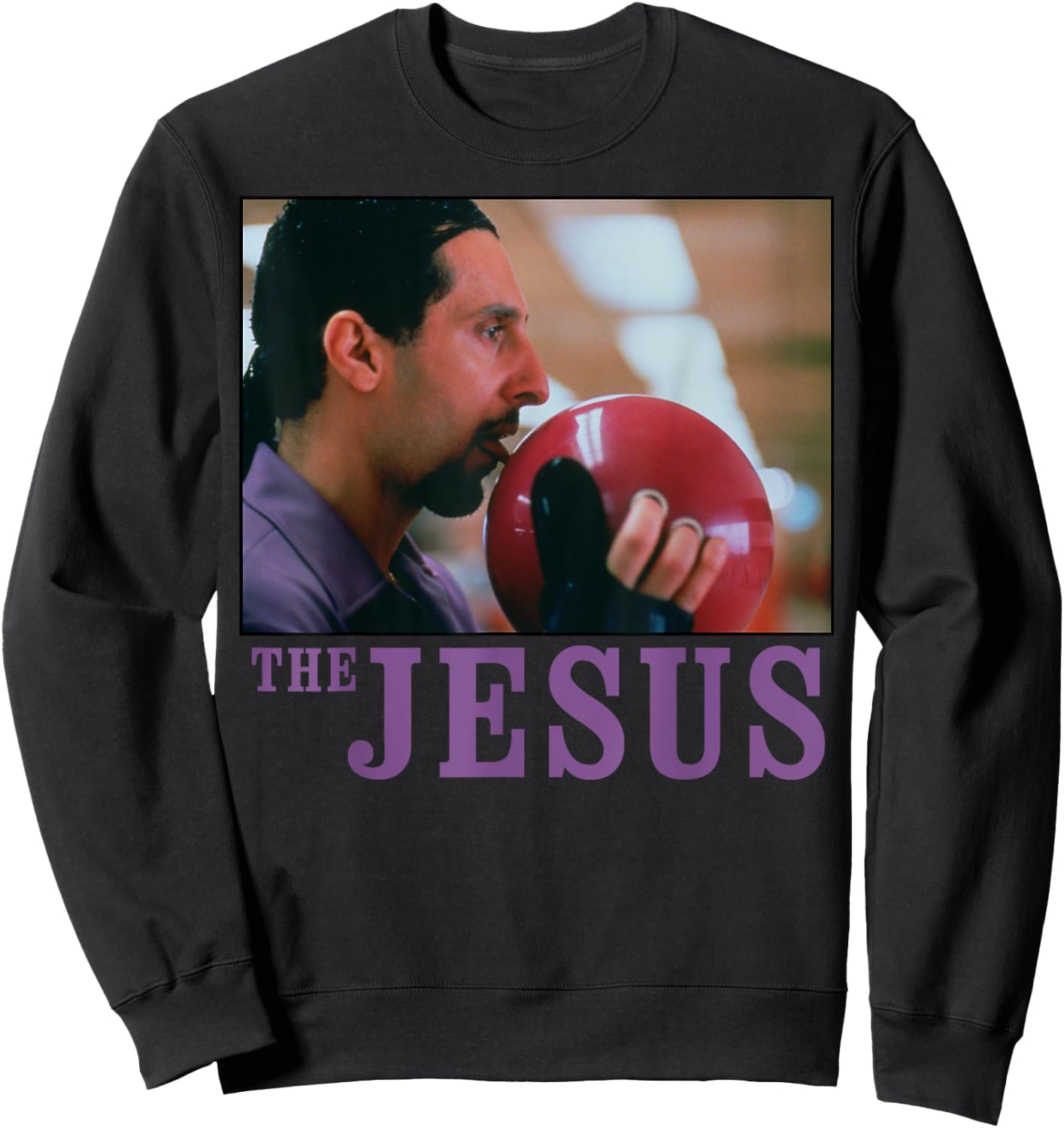 The Big Lebowski Jesus Licking the Bowling Ball Sweatshirt - Sweatshirt | Black