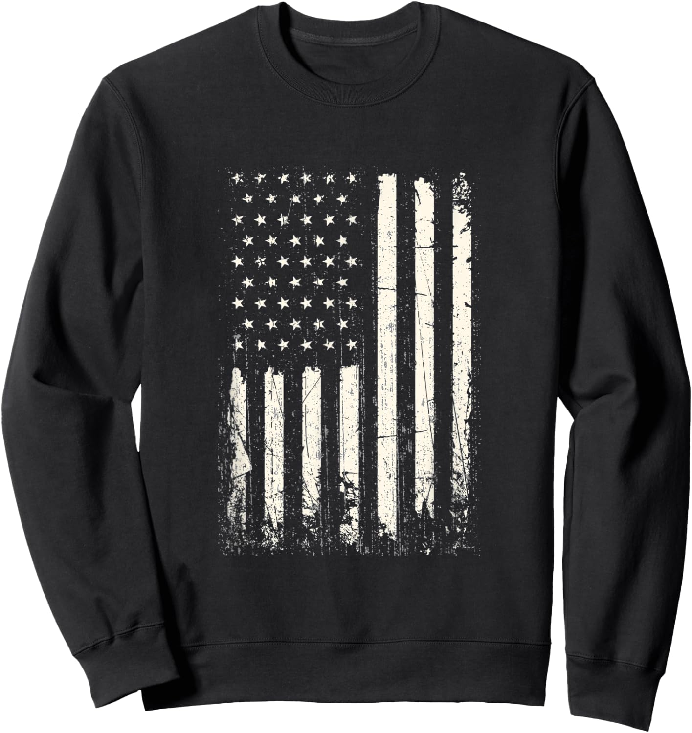 Vertical American Flag American Flag Distressed Men Sweatshirt - Sweatshirt | Black