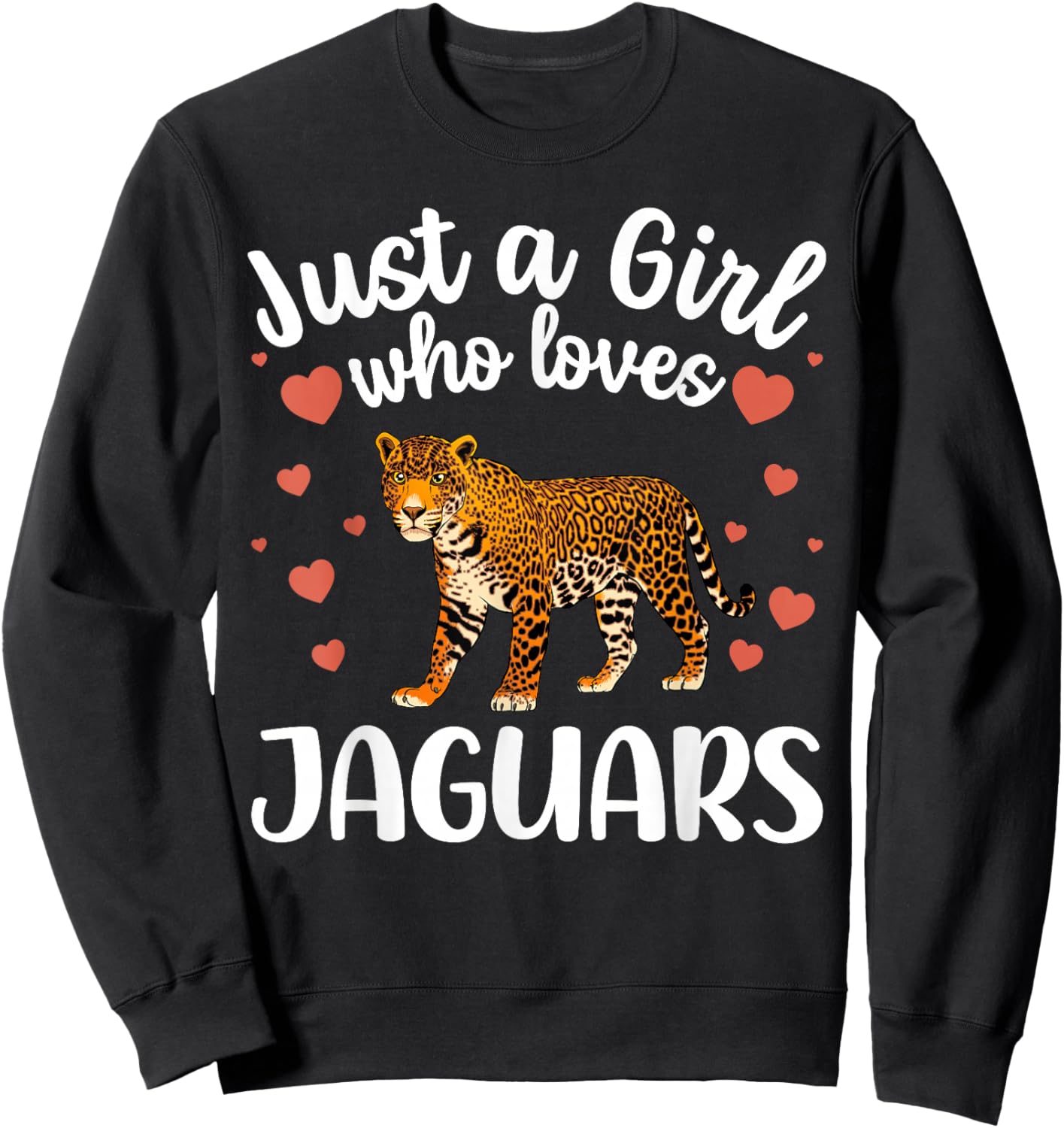 Funny Jaguar Art for Girls Women Kids Large Cat Jaguar Lover Sweatshirt - Sweatshirt | Black