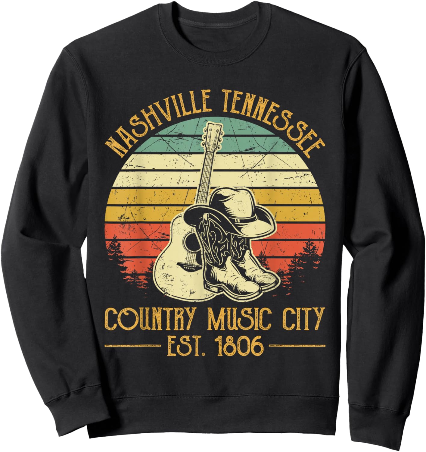 Guitar Guitarist Nashville Tennessee Country Music City Sweatshirt - Sweatshirt | Black