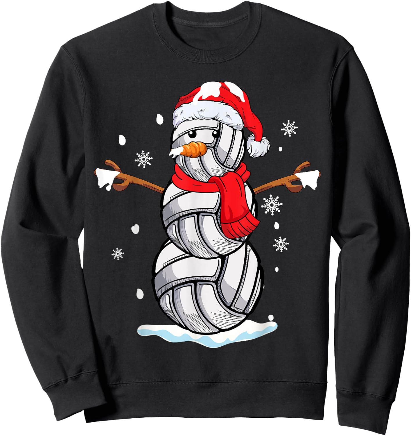 Volleyball Snowman Funny Christmas Volleyball lovers gift Sweatshirt - Sweatshirt | Black
