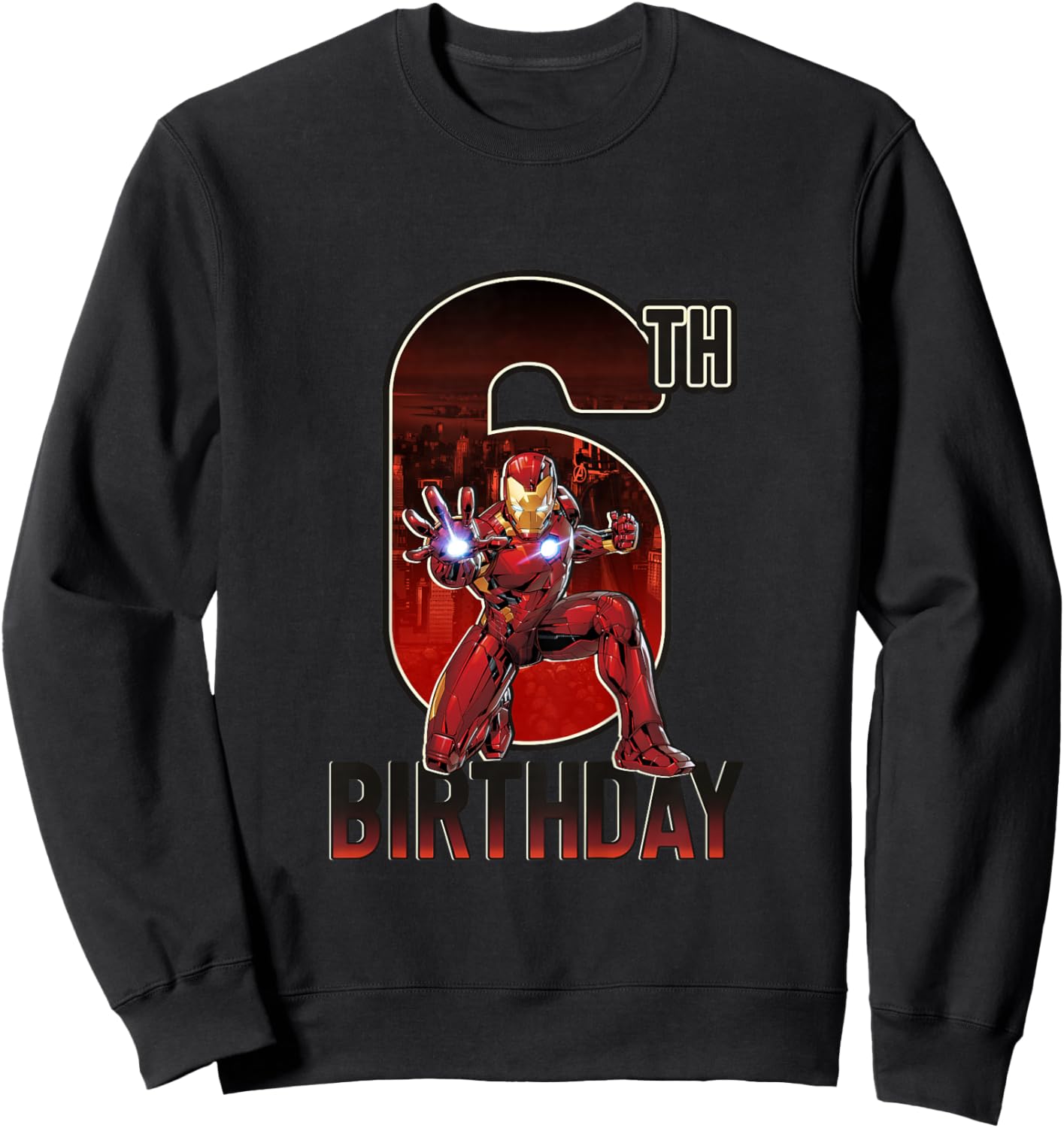Kids Marvel Avengers Classic Iron Man Super 6th Birthday Sweatshirt - Sweatshirt | Black
