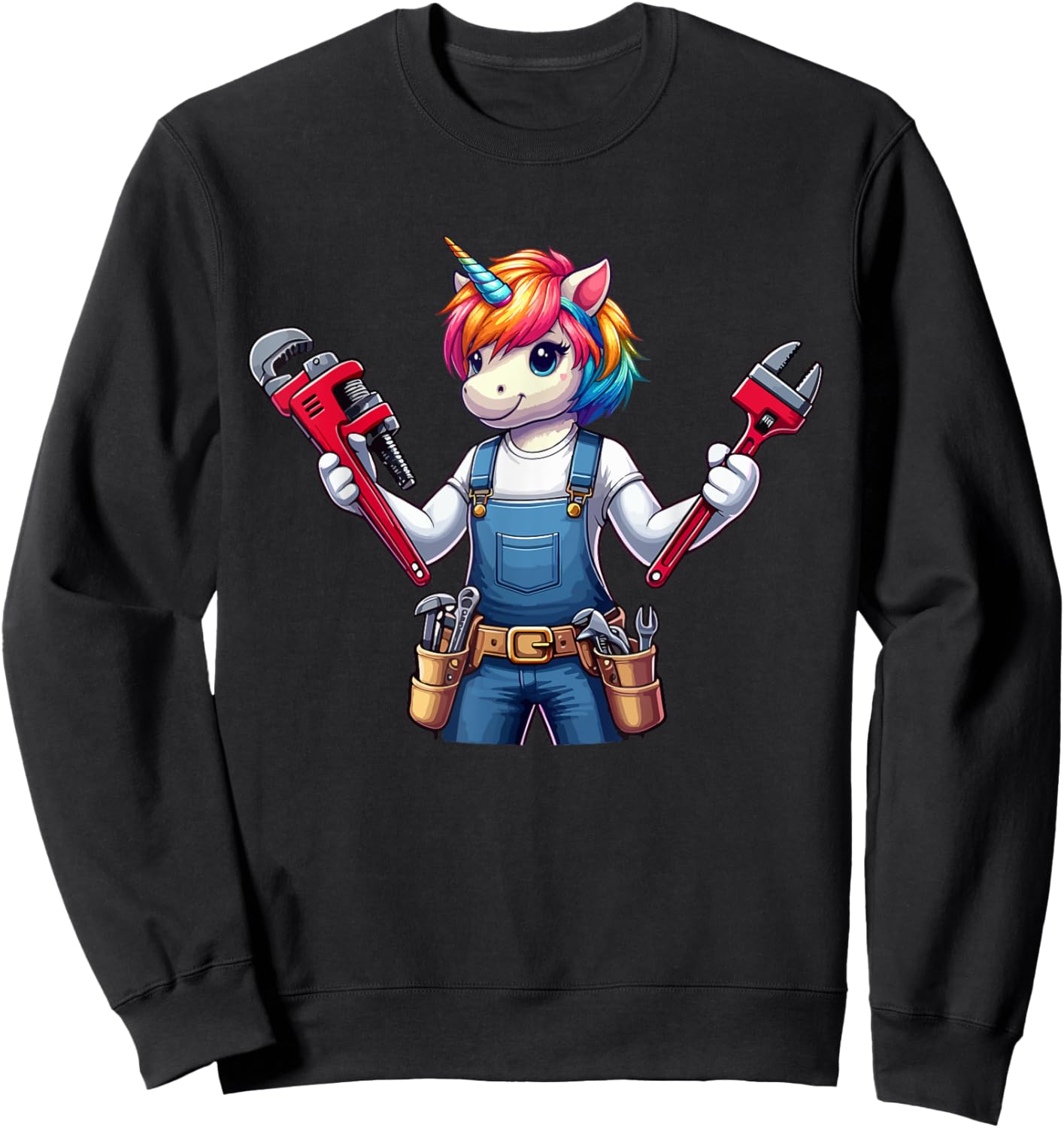 Plumber Job Matching Team Costume Colorful Unicorn Lover Sweatshirt - Sweatshirt | Black