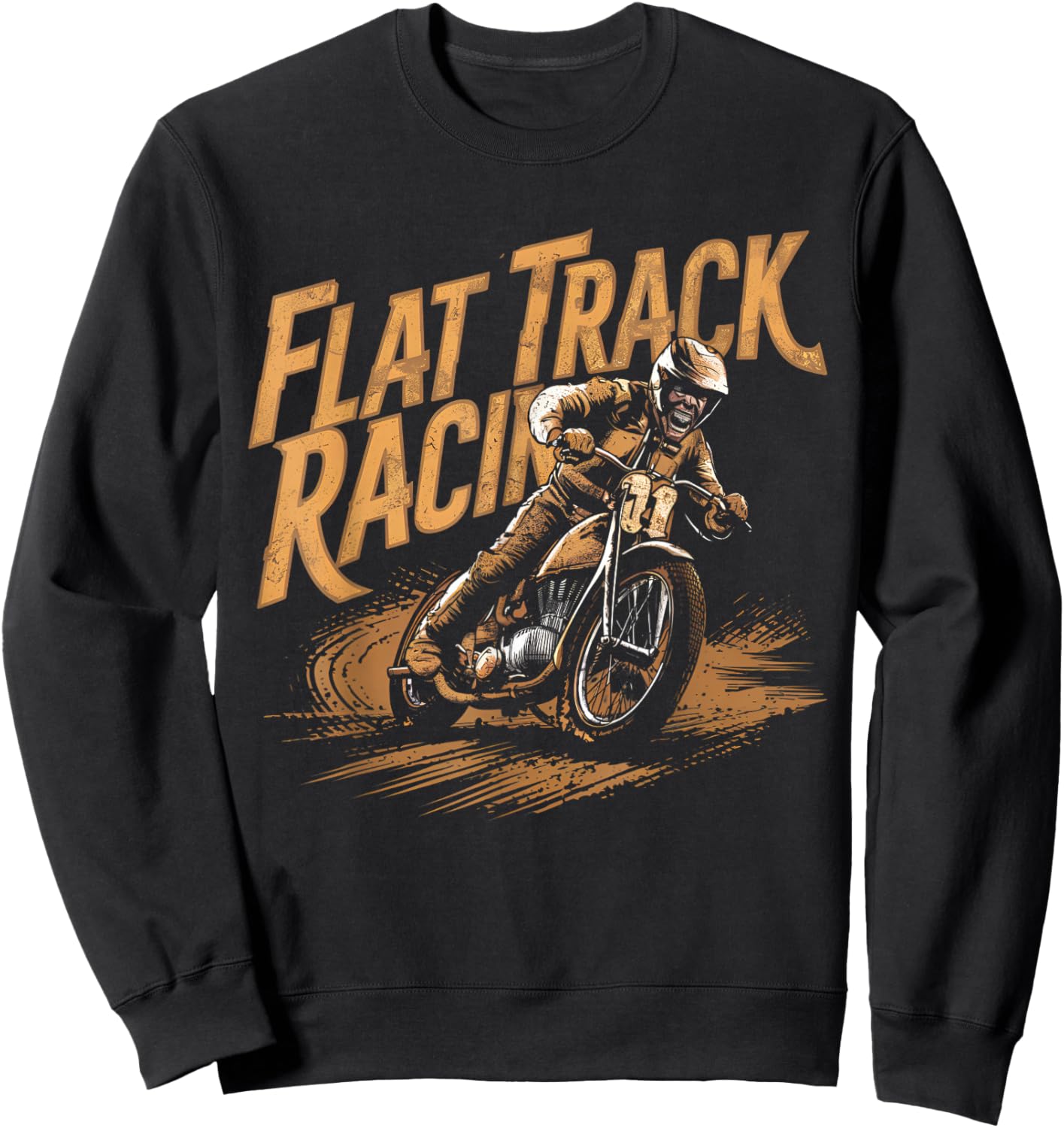 Flat Track Motorcycle Racing American Flag Speedway Dirt Sweatshirt - Sweatshirt | Black