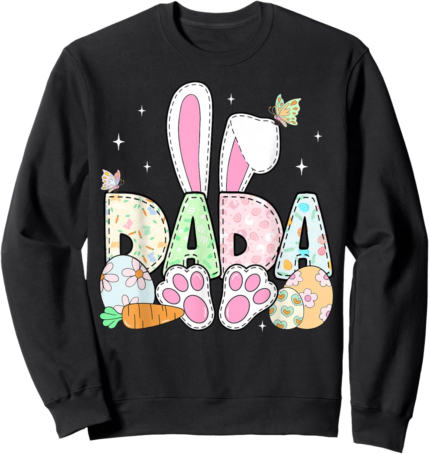 Easter Bunny Dada Spring Eggs Hunting Family Matching Easter Sweatshirt - Sweatshirt | Black
