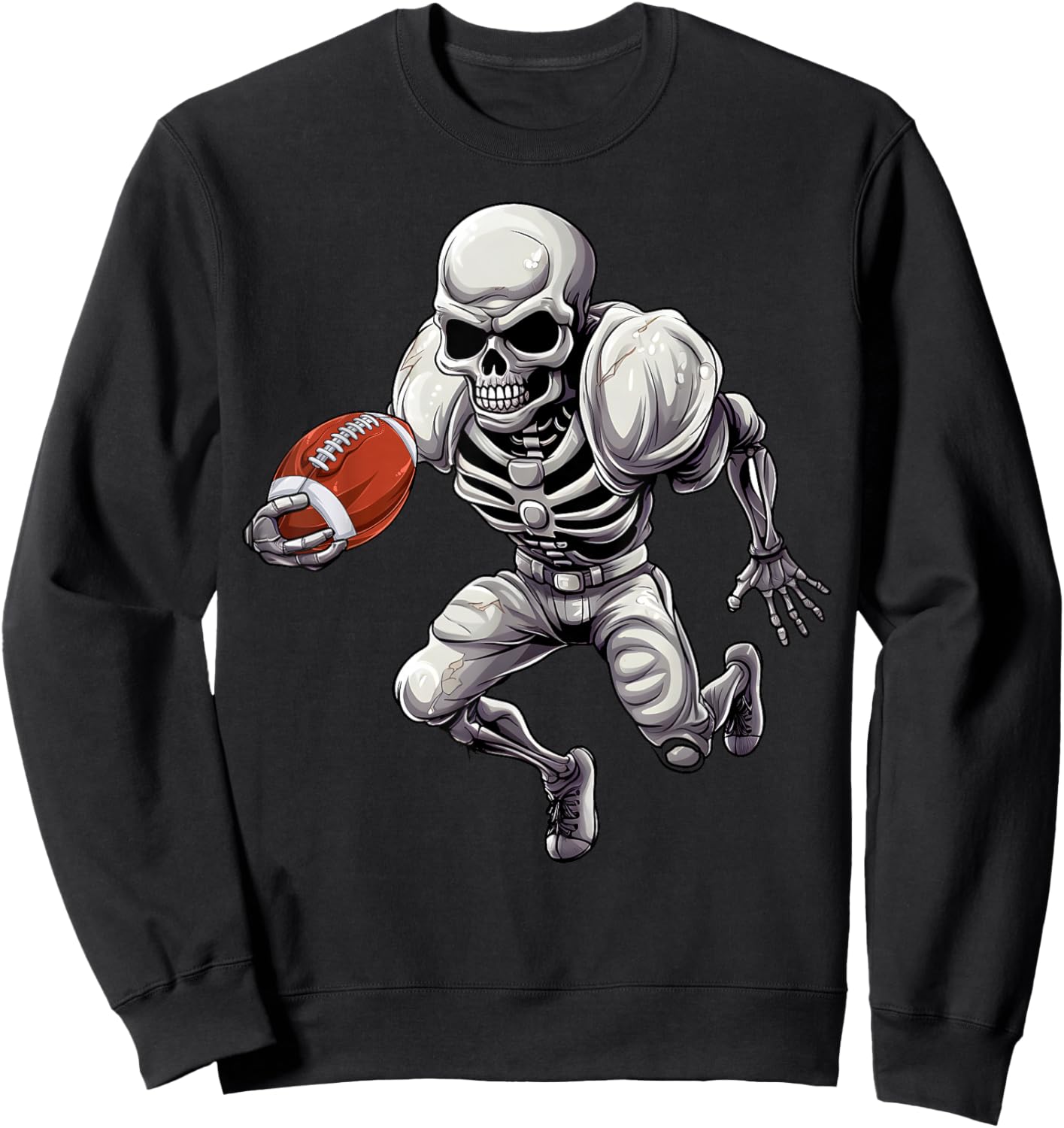 Football Skeleton Playing Football Halloween Skull Lover Sweatshirt - Sweatshirt | Black