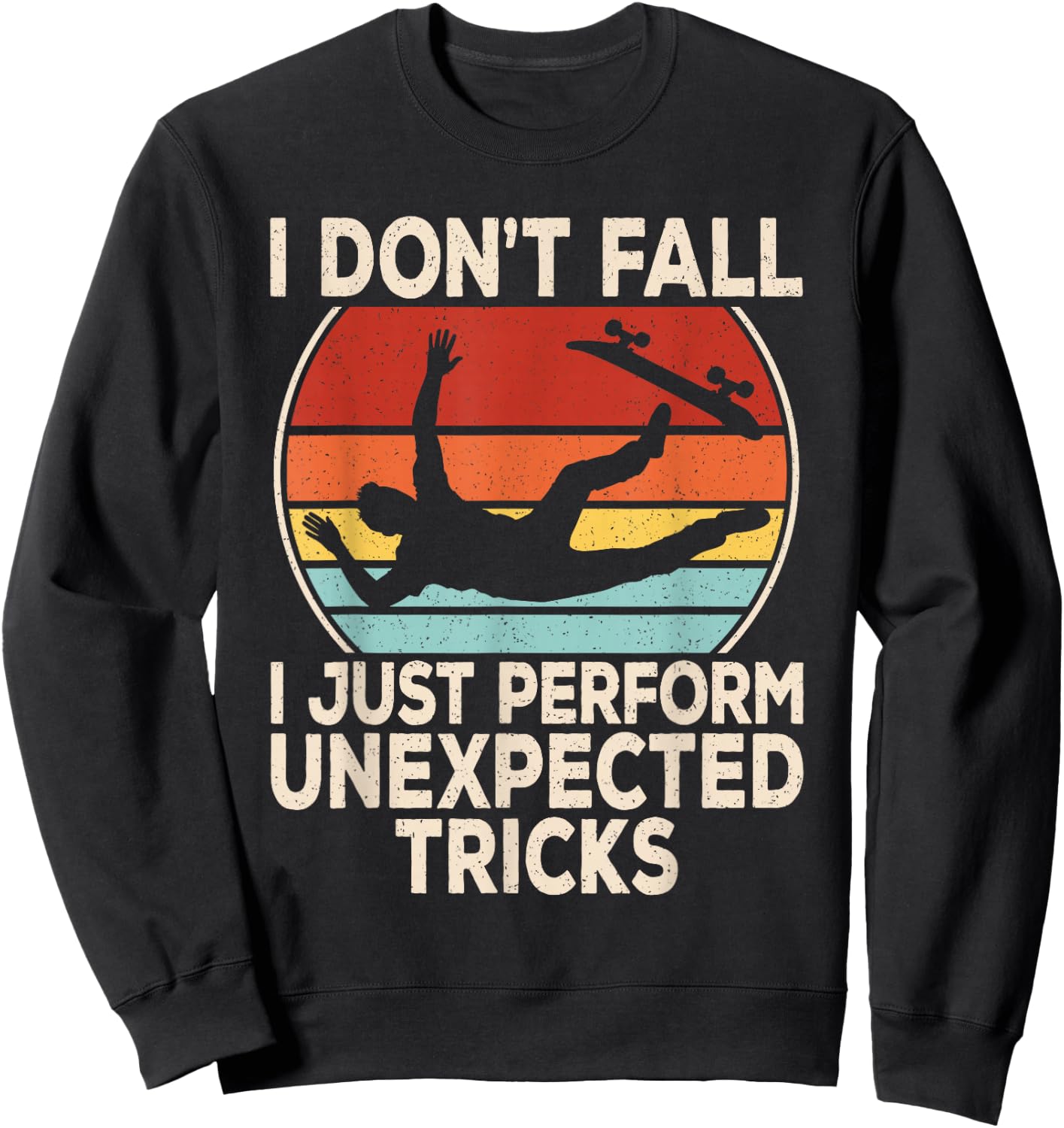 Funny Skater Skateboard Retro Skating Lover Men Boys Kids Sweatshirt - Sweatshirt | Black
