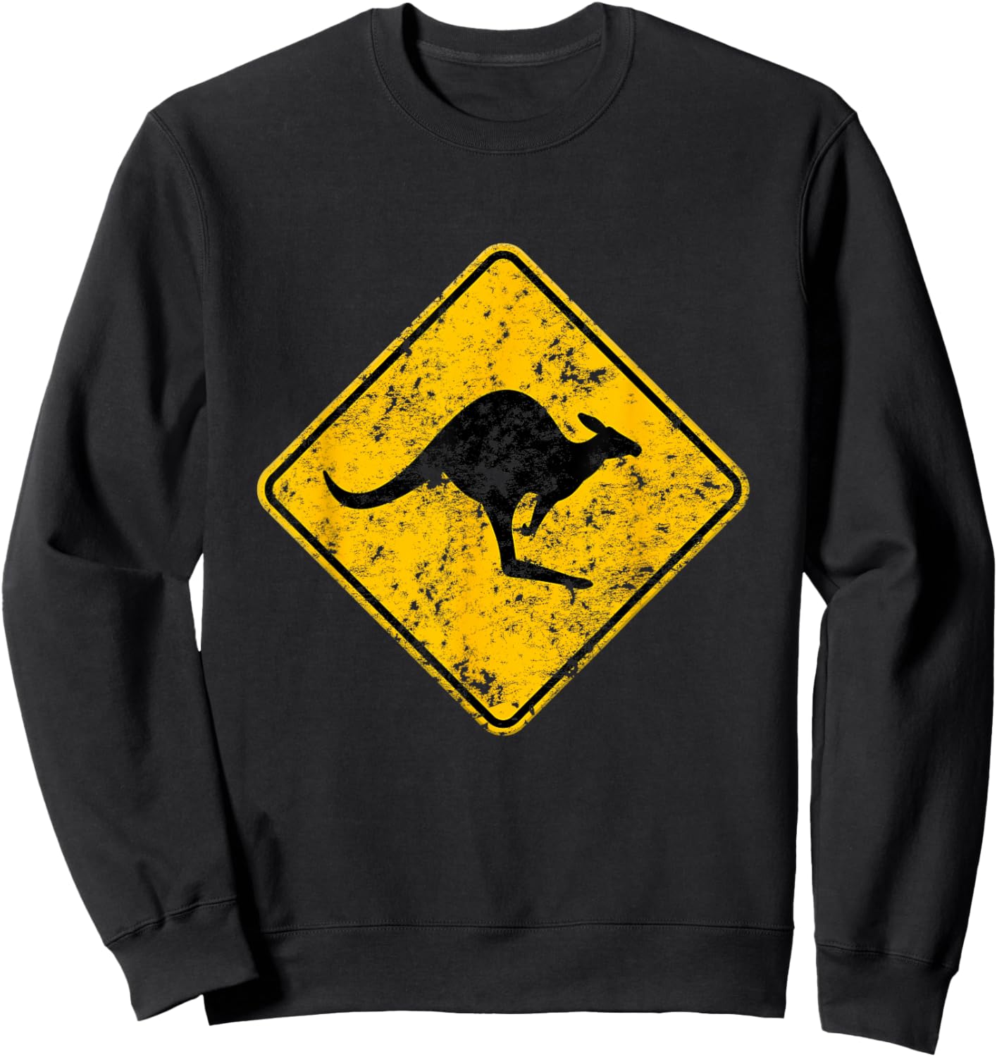 Vintage Kangaroo Road Sign Australia Aussie Roo Adult Kids Sweatshirt - Sweatshirt | Black
