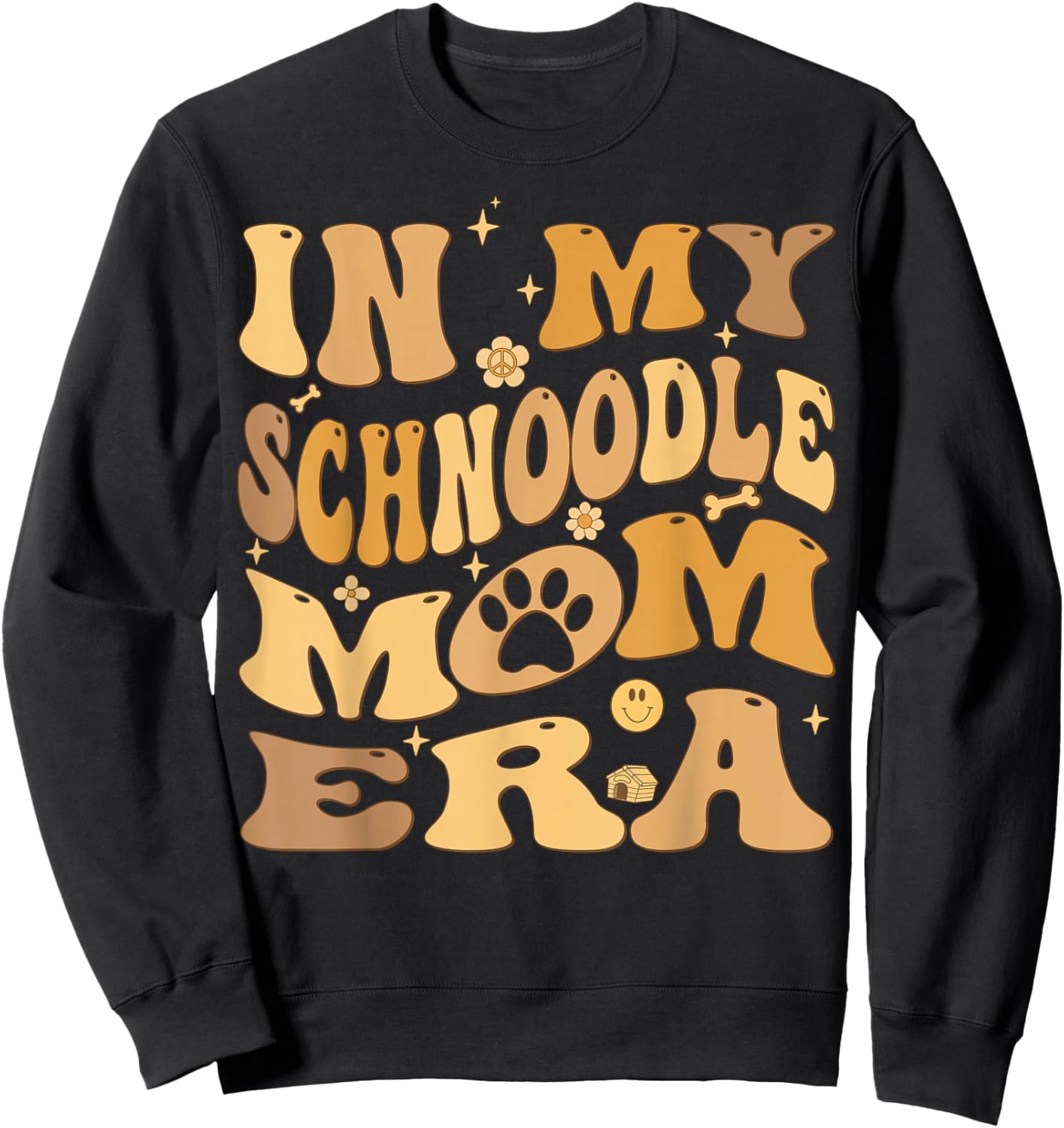 In My Schnoodle Mom Era Groovy Schnoodle Dog Sweatshirt - Sweatshirt | Black