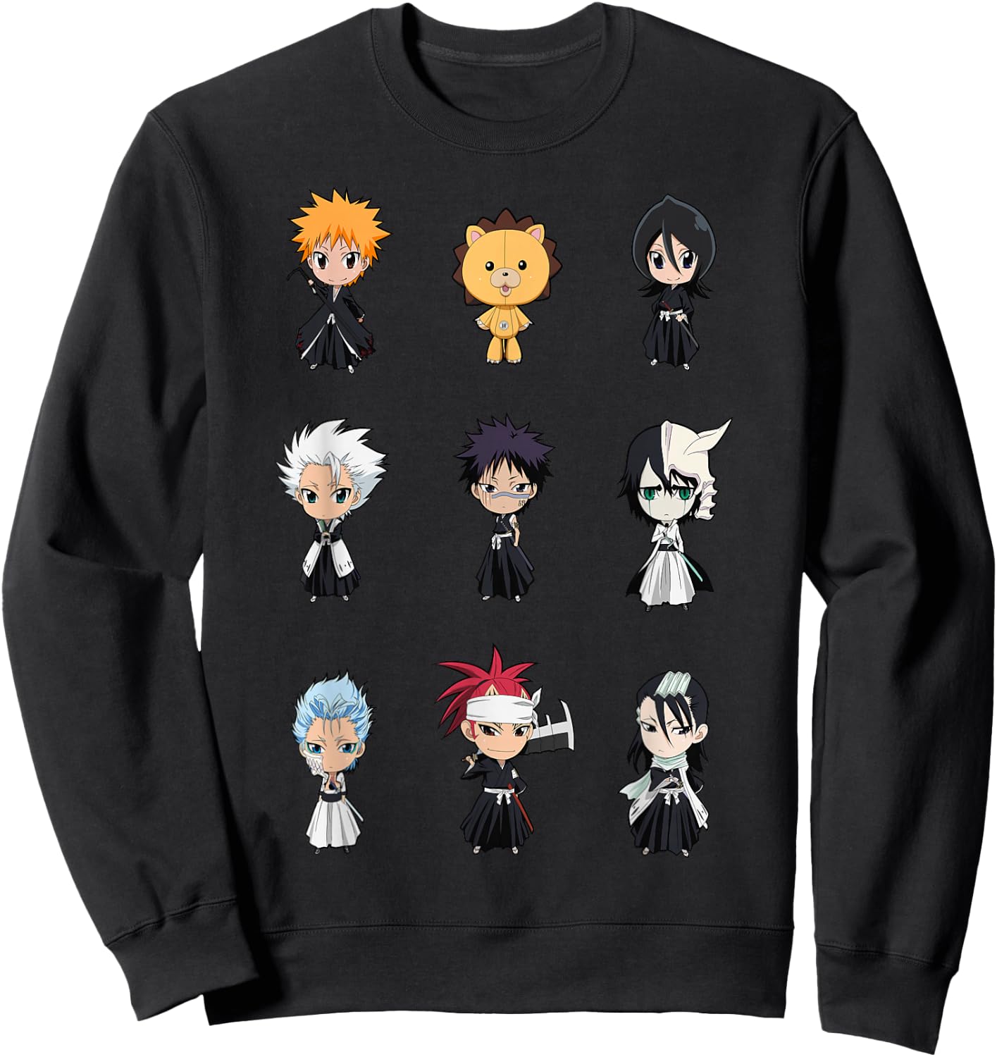 Bleach Cute Chibi Character Grid Anime Sweatshirt - Sweatshirt | Black