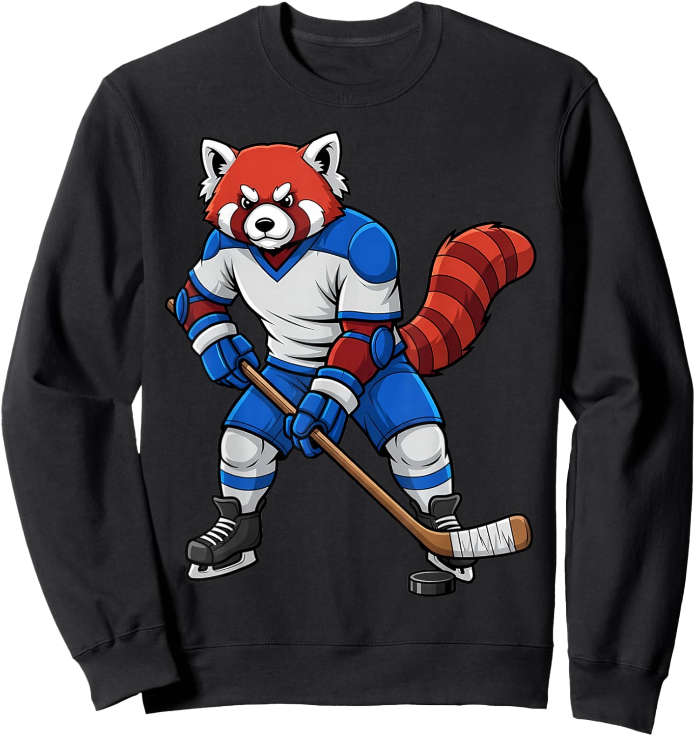 Ice Hockey Red Panda Sports Player Animal Sweatshirt - Sweatshirt | Black