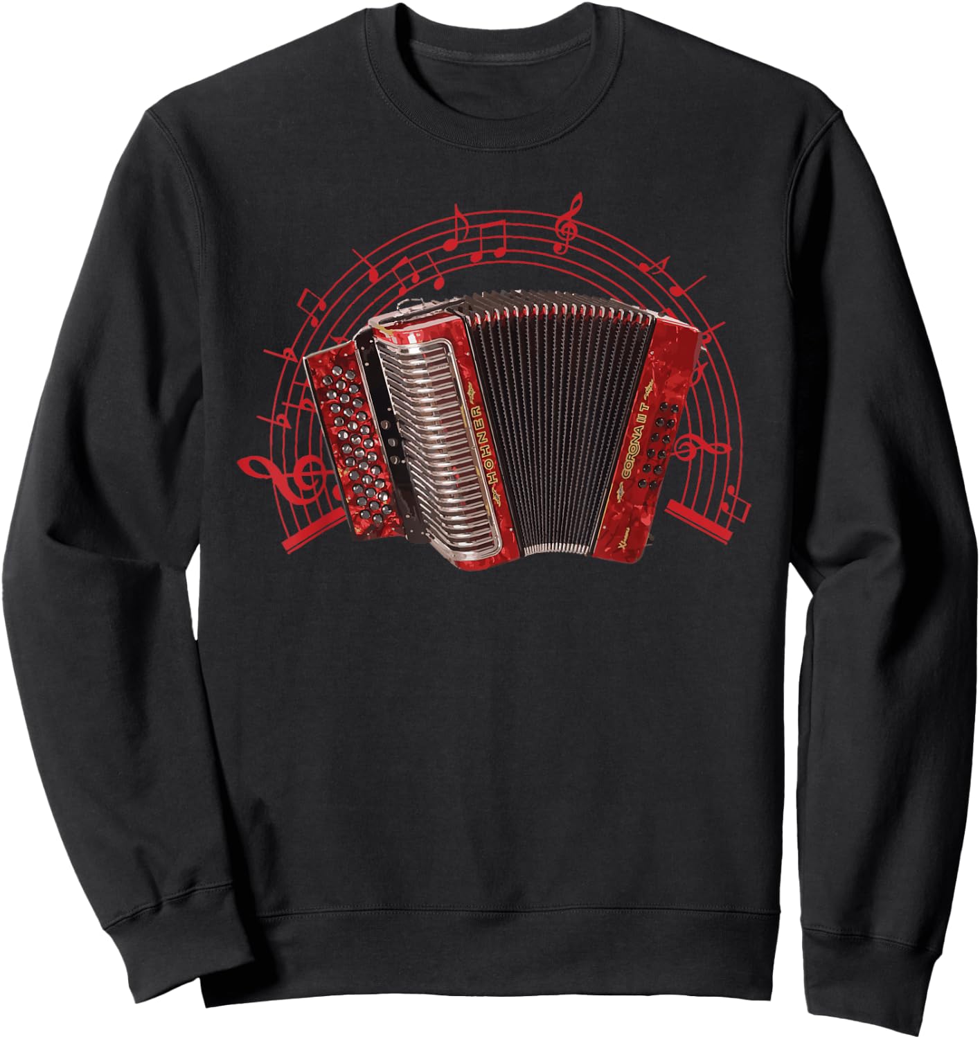Retro Air Accordion Player Choir Musical Men Women Husband Sweatshirt - Sweatshirt | Black