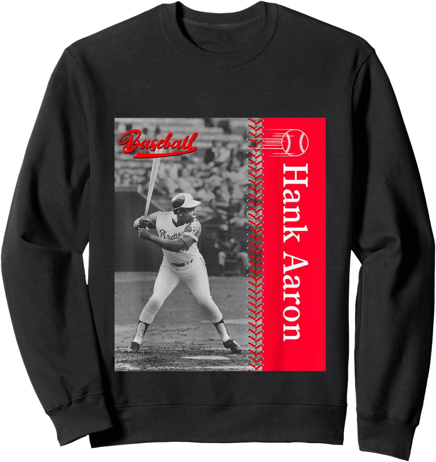 Great Moment Store Hank Aaron_Baseball_001 , Small, Black Sweatshirt - Sweatshirt | Black