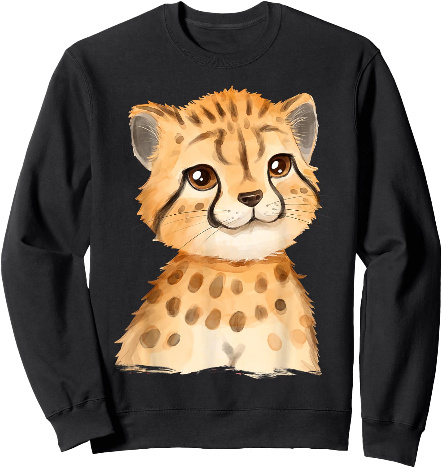 Baby Cheetah Cub Watercolor Sweatshirt - Sweatshirt | Black