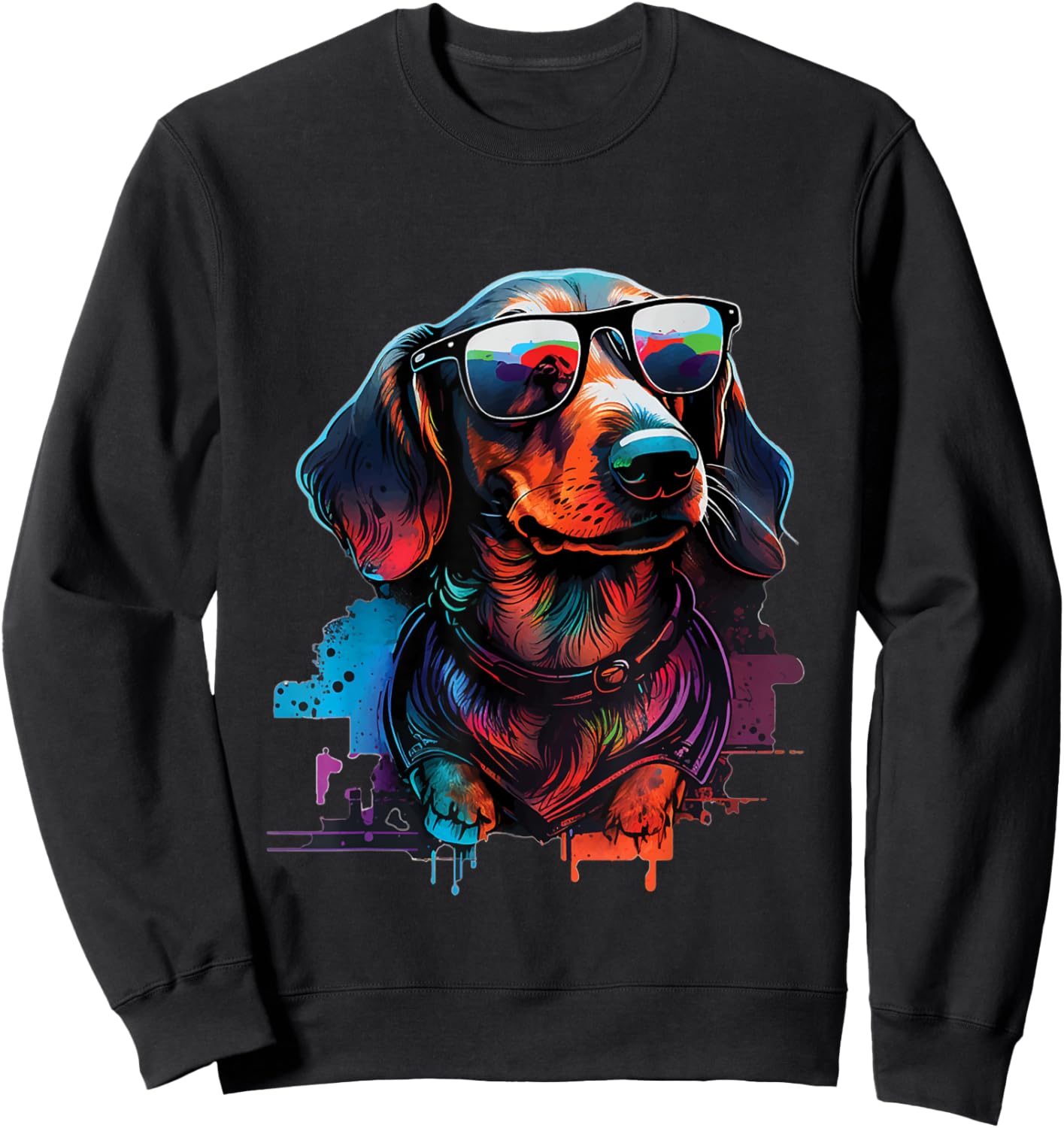 Groovy Dachshund - Wiener Dog Lover Pet Puppy Trainer Women Kids Sweatshirt - Sweatshirt | Black