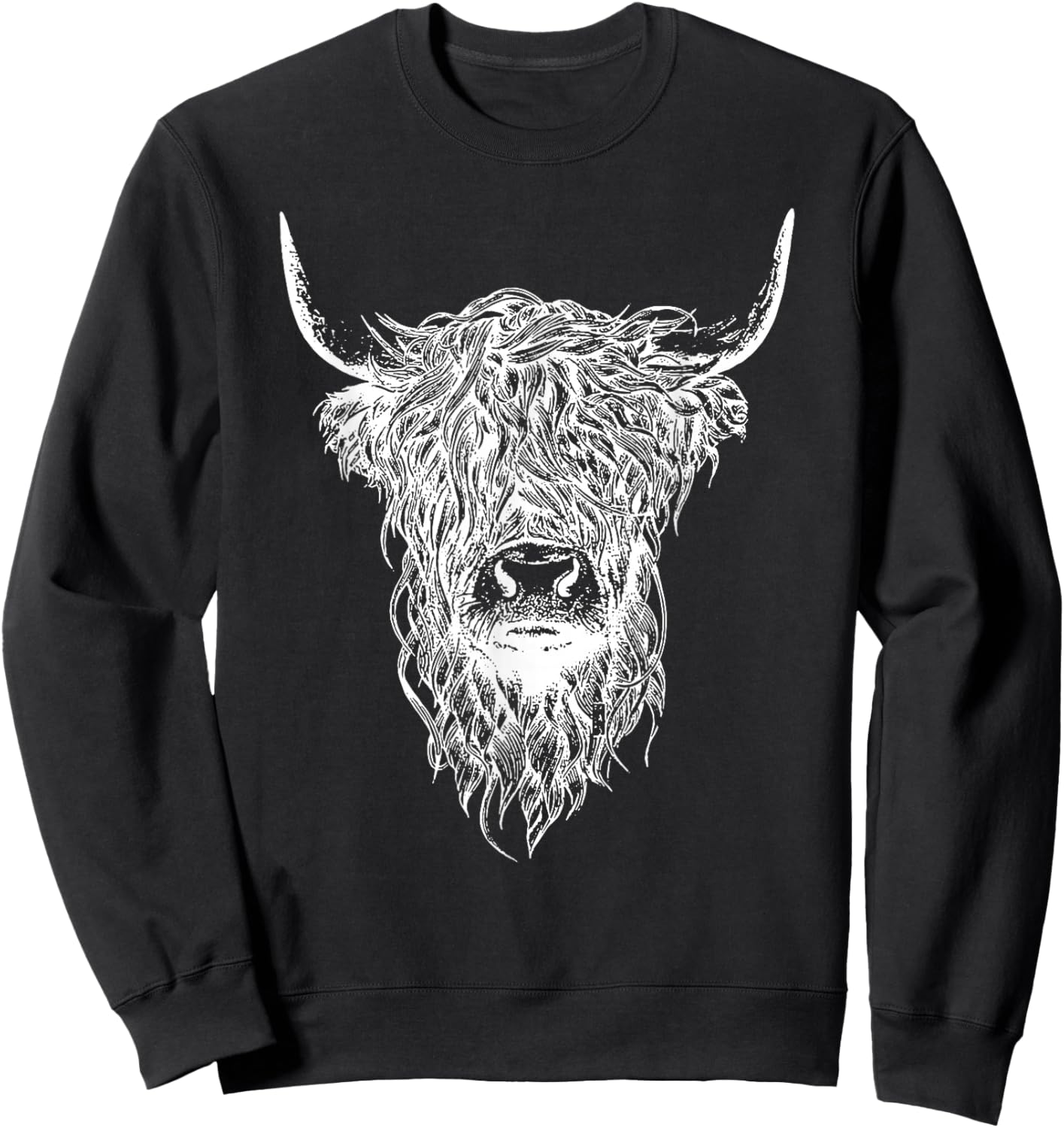 Scottish Highland Cattle Kyloe Domestic Cattle Animals Cow Motif Sweatshirt - Sweatshirt | Black