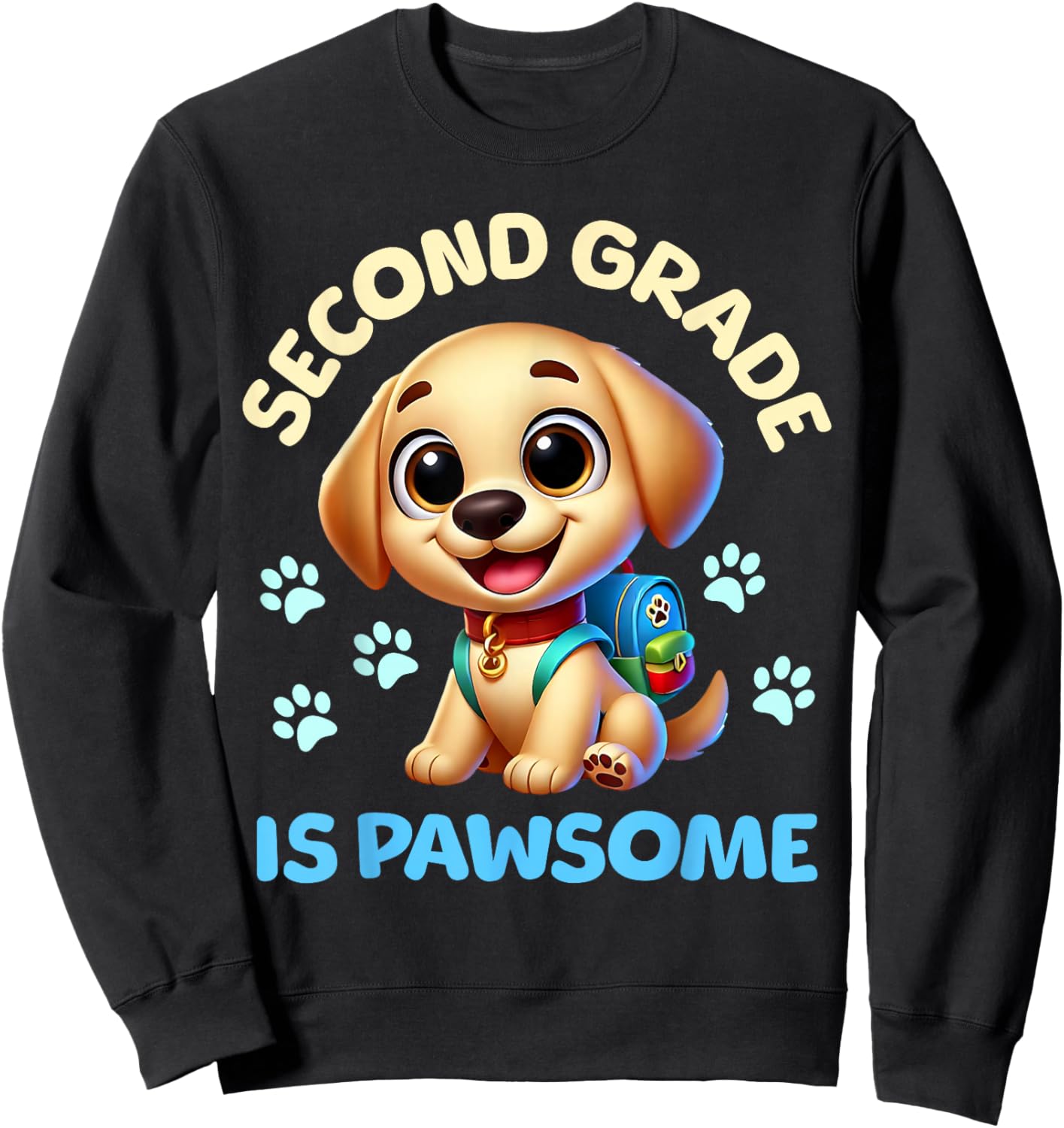 First Day Of School Puppy Dog Second Grade Sweatshirt - Sweatshirt | Black