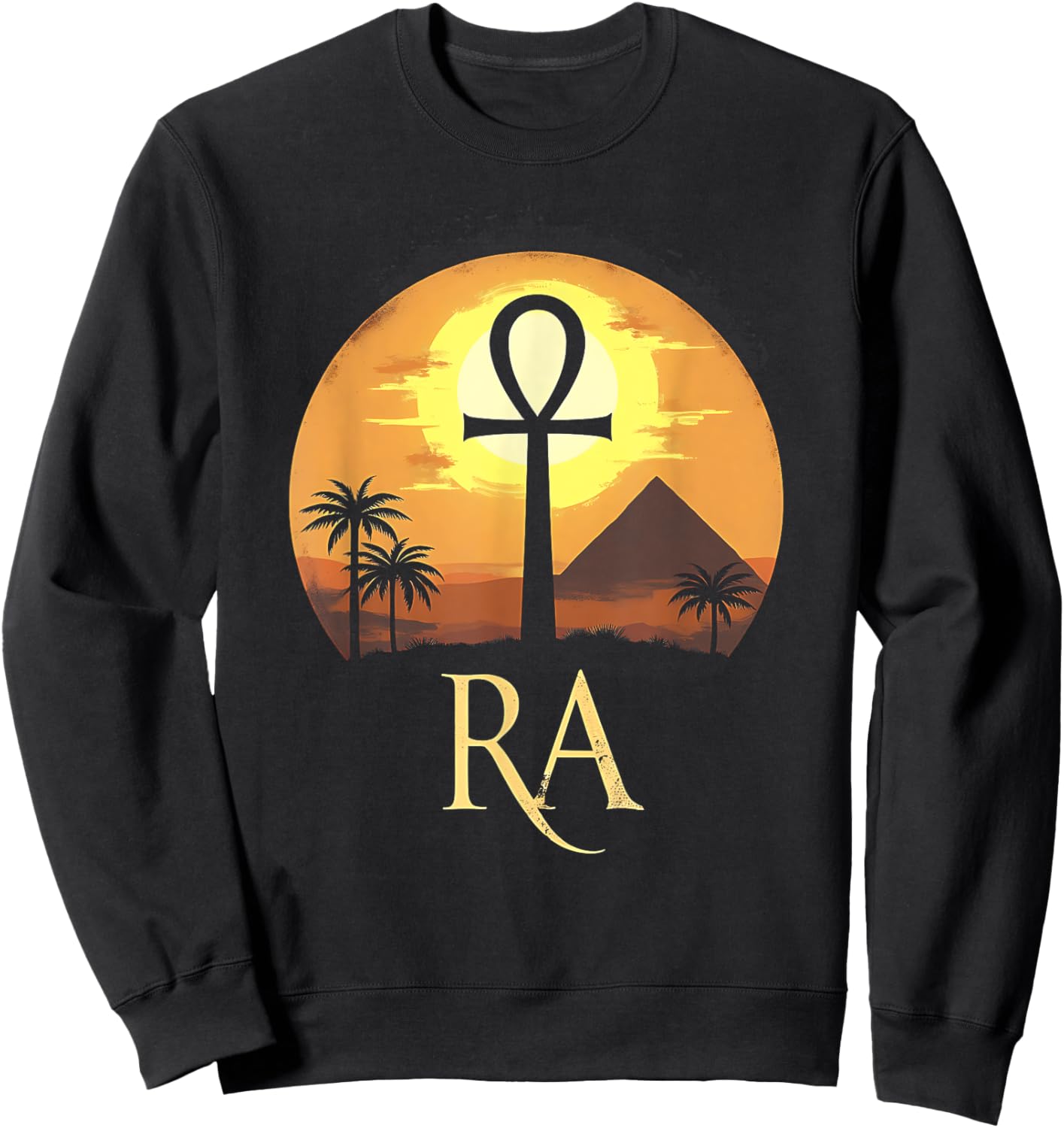 Ra Egyptian Sun God Ankh of Ra Sweatshirt - Sweatshirt | Black
