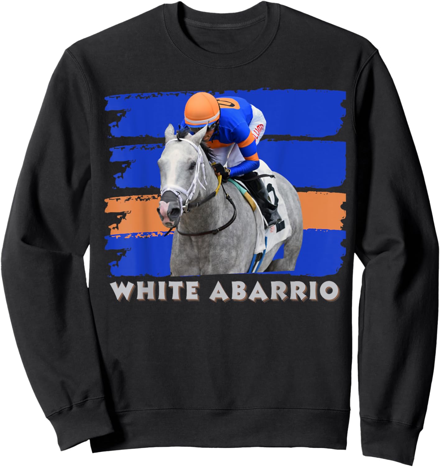 White Abarrio Horse, Horse Racing, Del Mar, Santa Anita Sweatshirt - Sweatshirt | Black